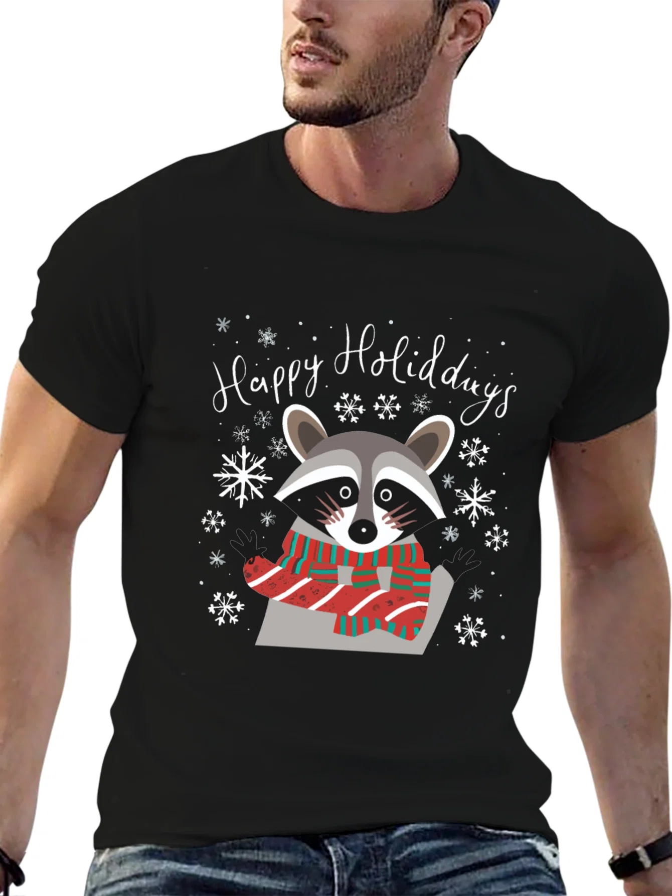 Rebbecca Happy Holidays Raccoon Graphic Tee