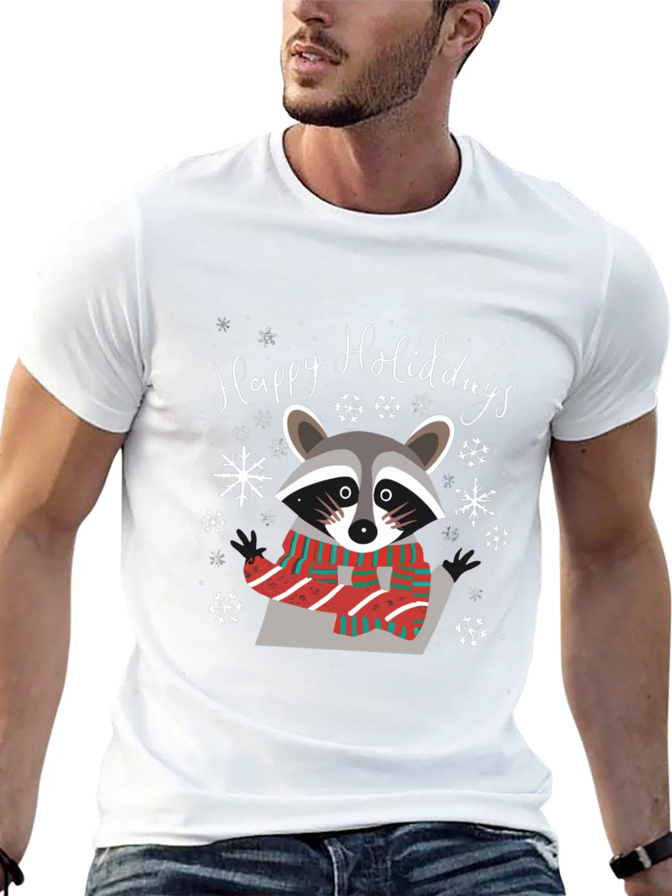 Rebbecca Happy Holidays Raccoon Graphic Tee