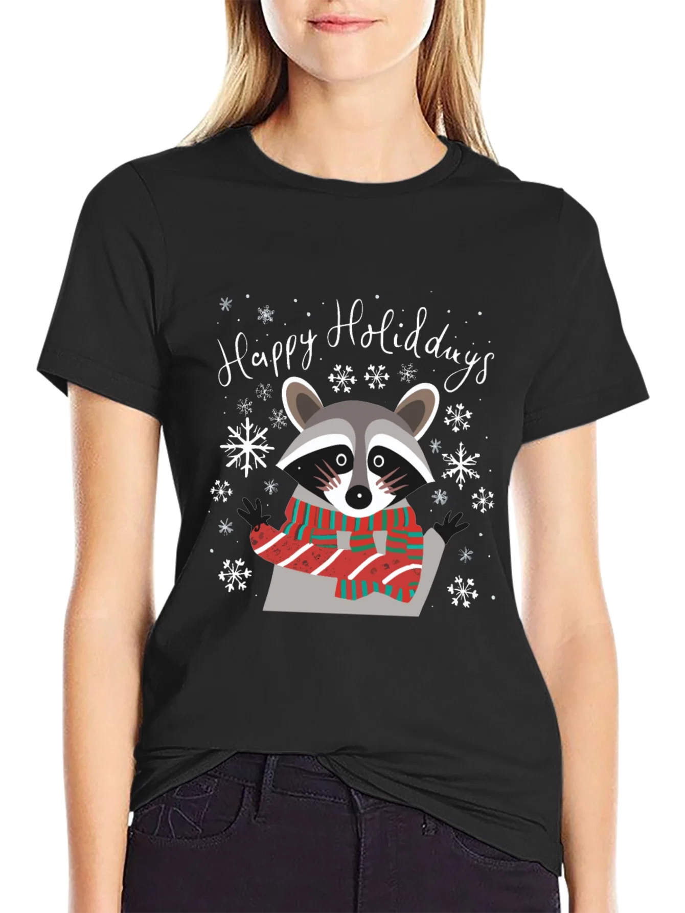 Rebbecca Happy Holidays Raccoon Graphic Tee