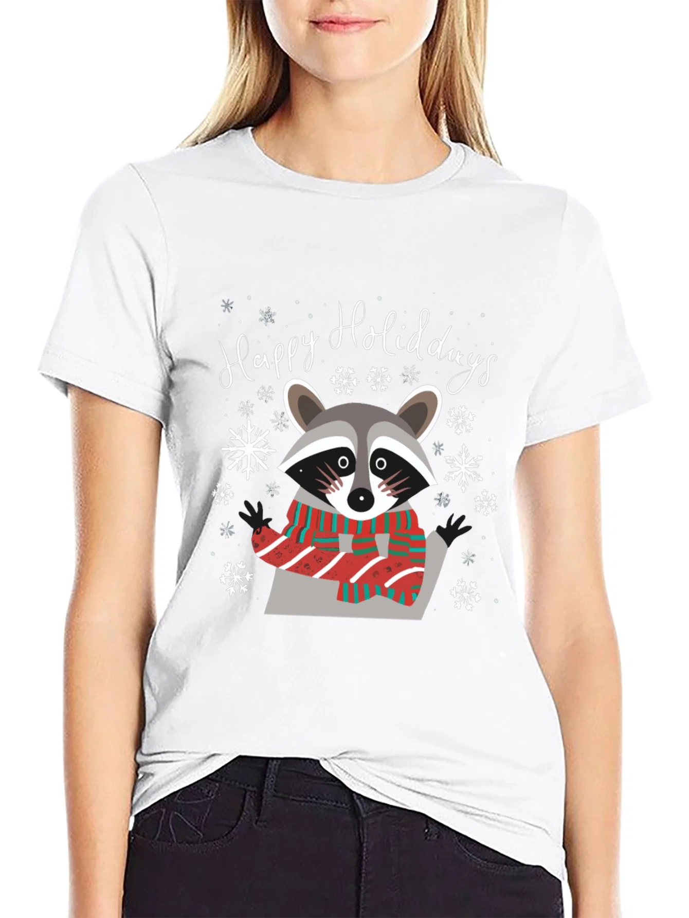 Rebbecca Happy Holidays Raccoon Graphic Tee