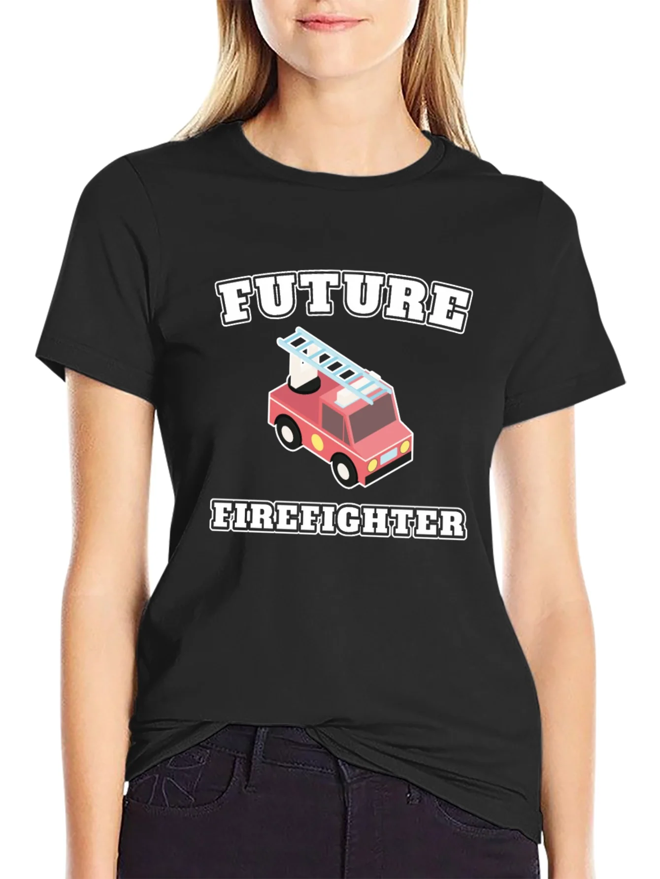 Camiseta Negra Futuro Bombero Infantil
