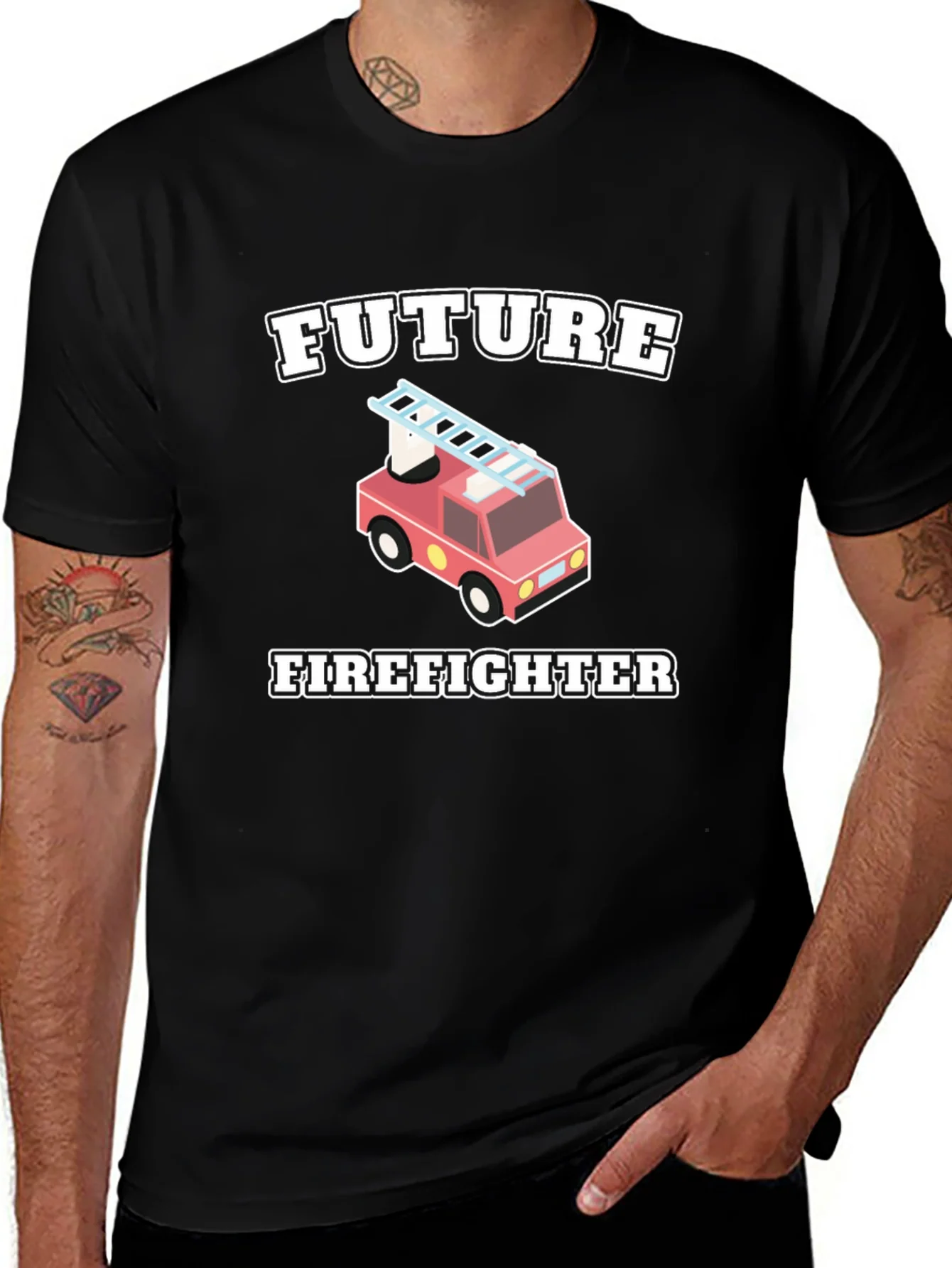 Camiseta Negra Futuro Bombero Infantil