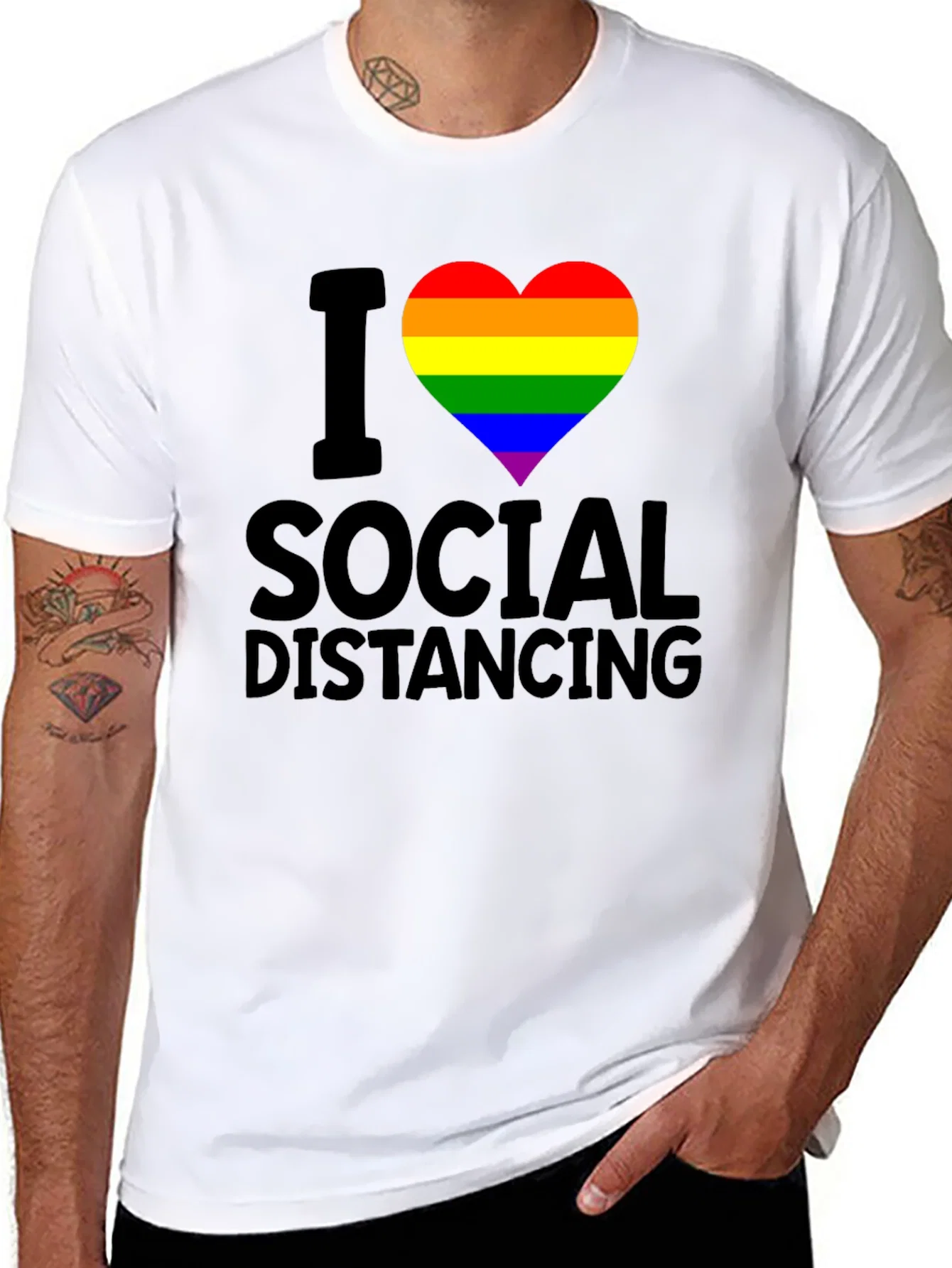 Rebbecca I Heart Social Distancing LGBTQ Pride T-Shirt