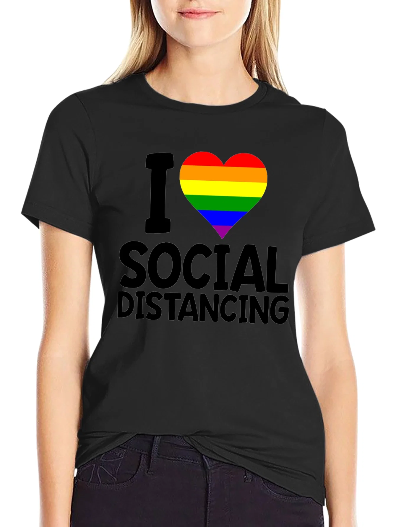 Rebbecca I Heart Social Distancing LGBTQ Pride T-Shirt