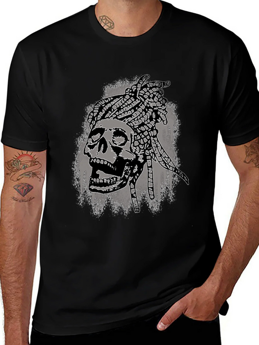 Camiseta Negra Calavera con Trenzas - Estilo ¨²nico