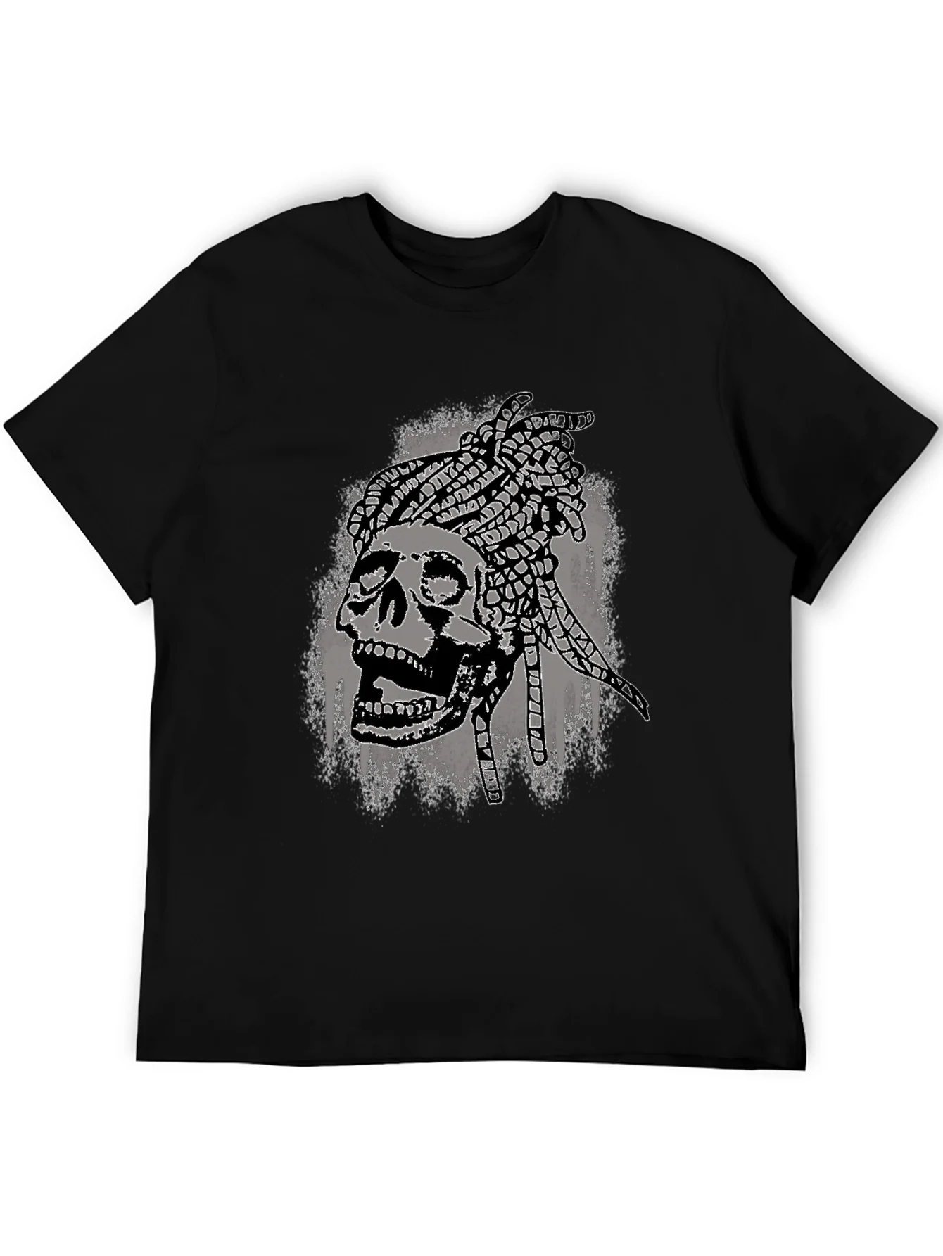 Camiseta Negra Calavera con Trenzas - Estilo ¨²nico