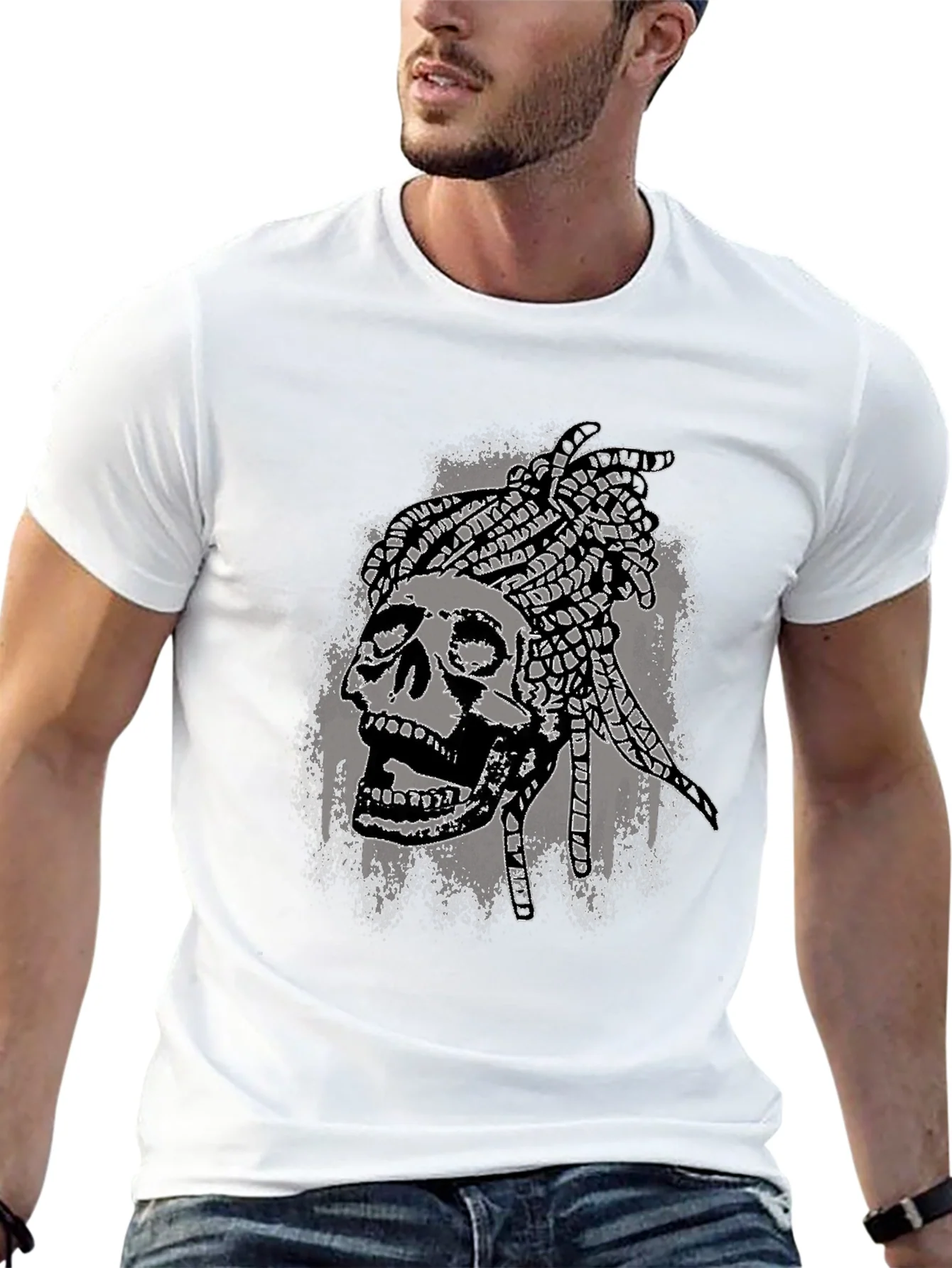 Camiseta Negra Calavera con Trenzas - Estilo ¨²nico