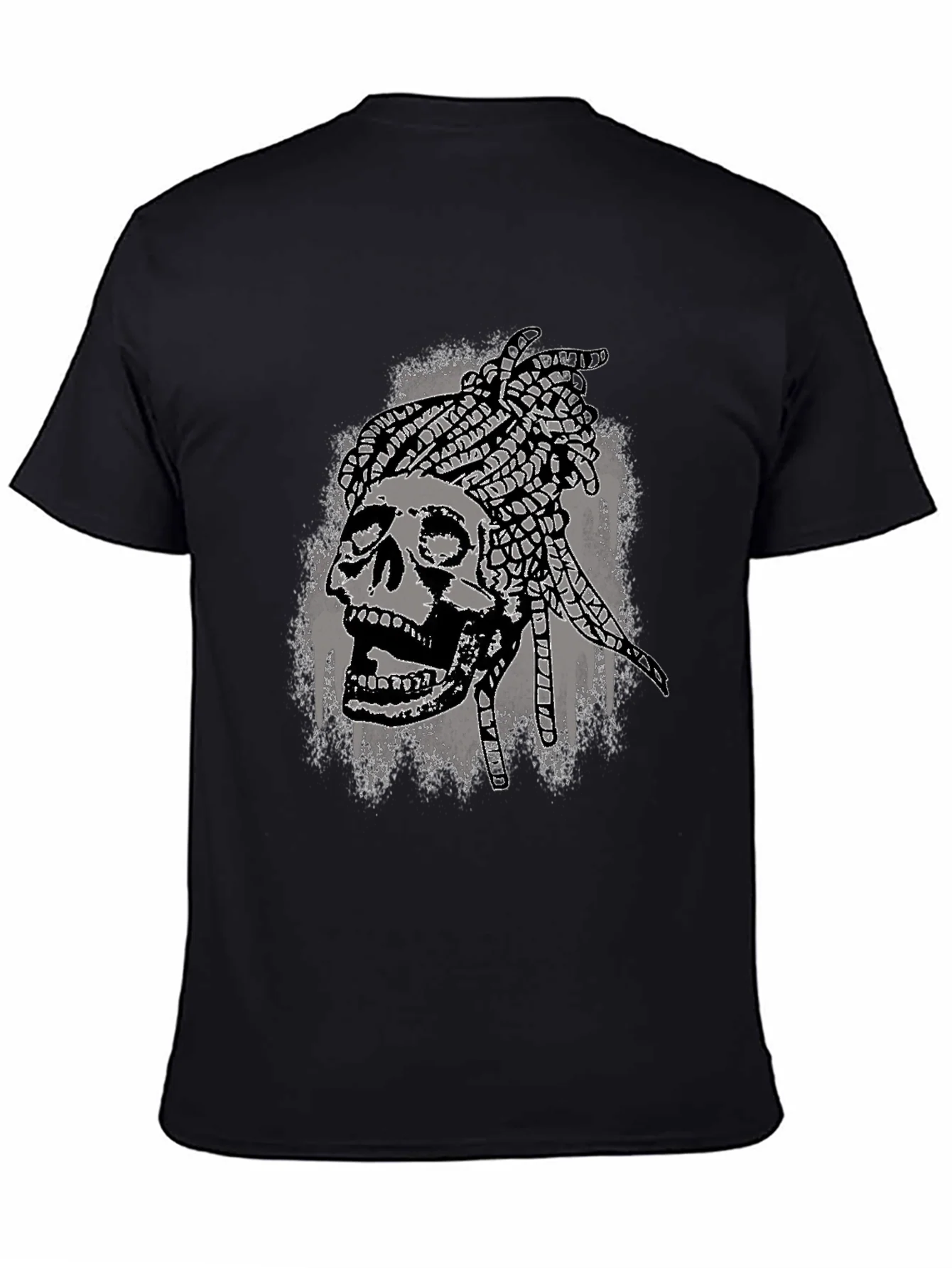 Camiseta Negra Calavera con Trenzas - Estilo ¨²nico