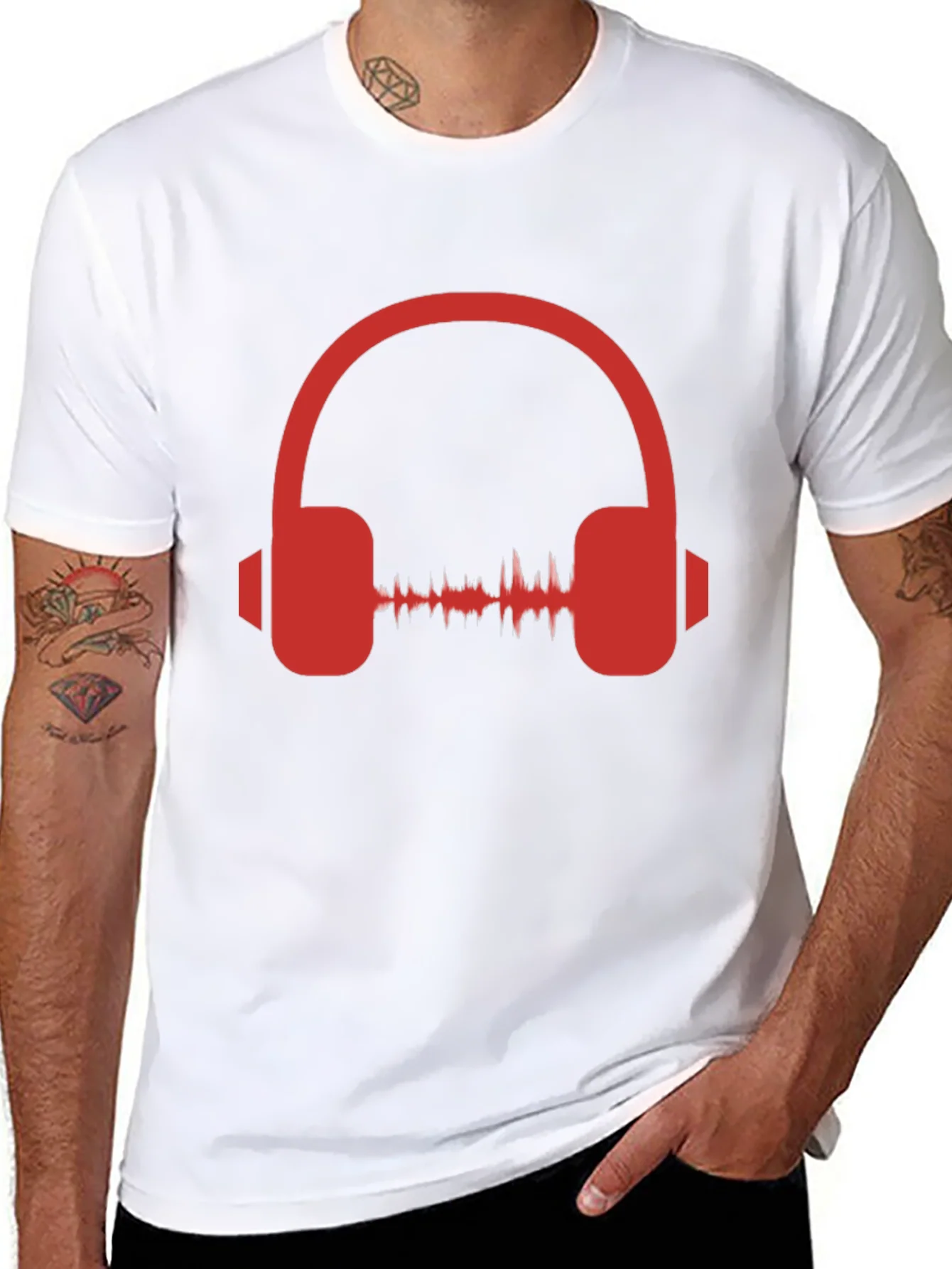 Rebbecca Red Headphone Graphic Black T-Shirt