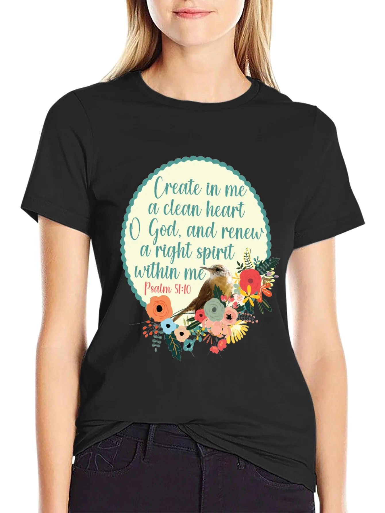 Rebbecca Psalm 51:10 Graphic T-Shirt