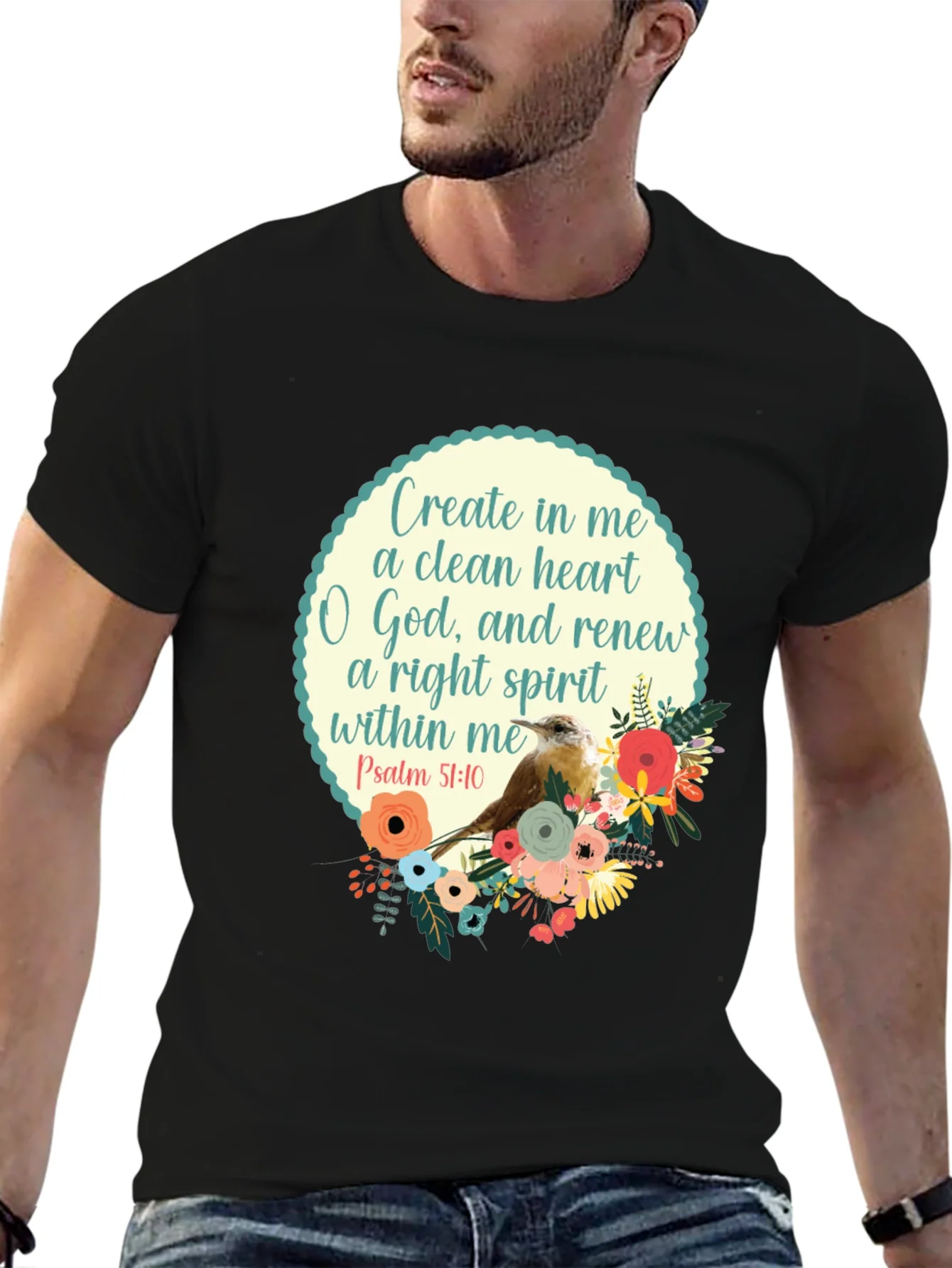 Rebbecca Psalm 51:10 Graphic T-Shirt