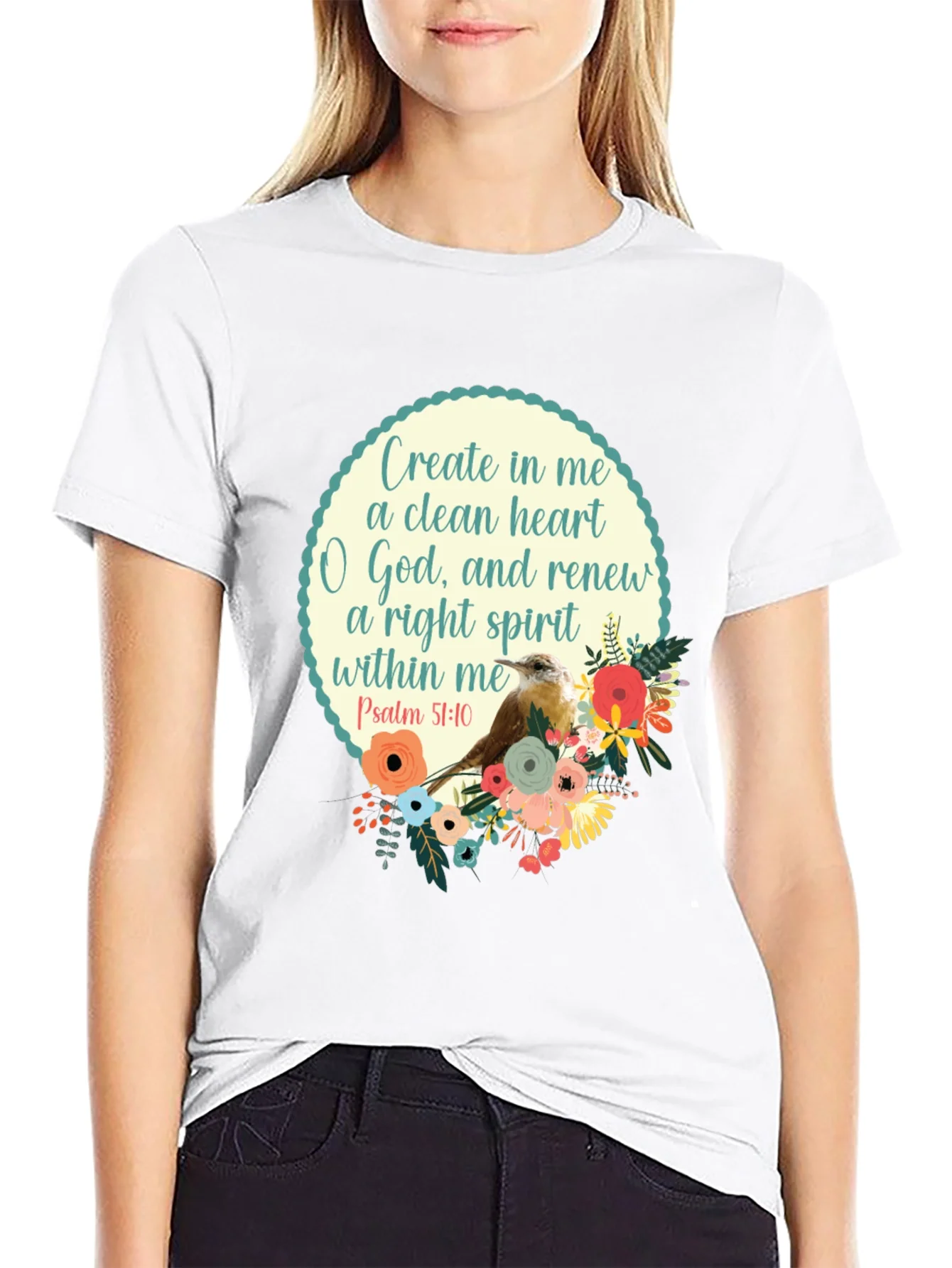 Rebbecca Psalm 51:10 Graphic T-Shirt