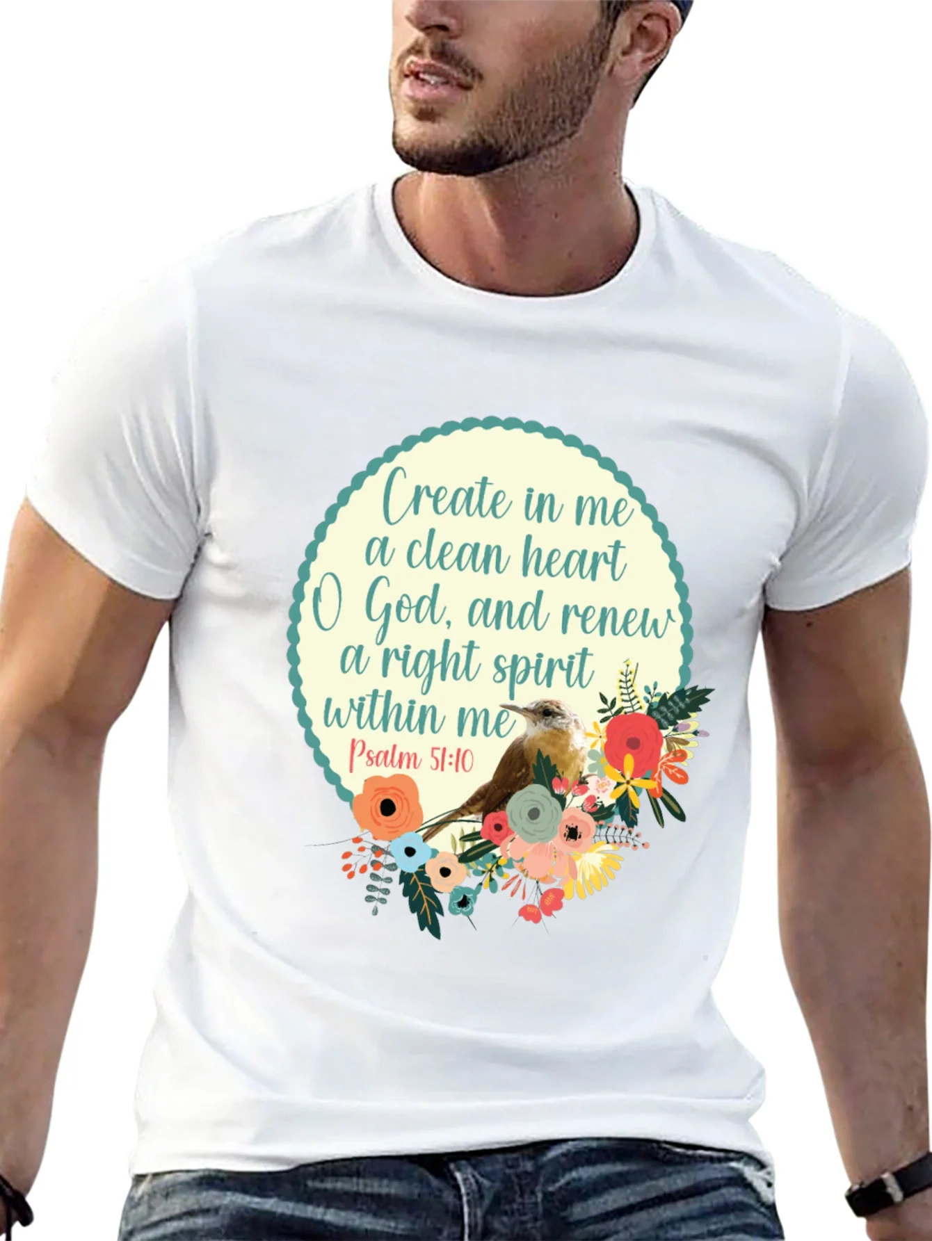Rebbecca Psalm 51:10 Graphic T-Shirt