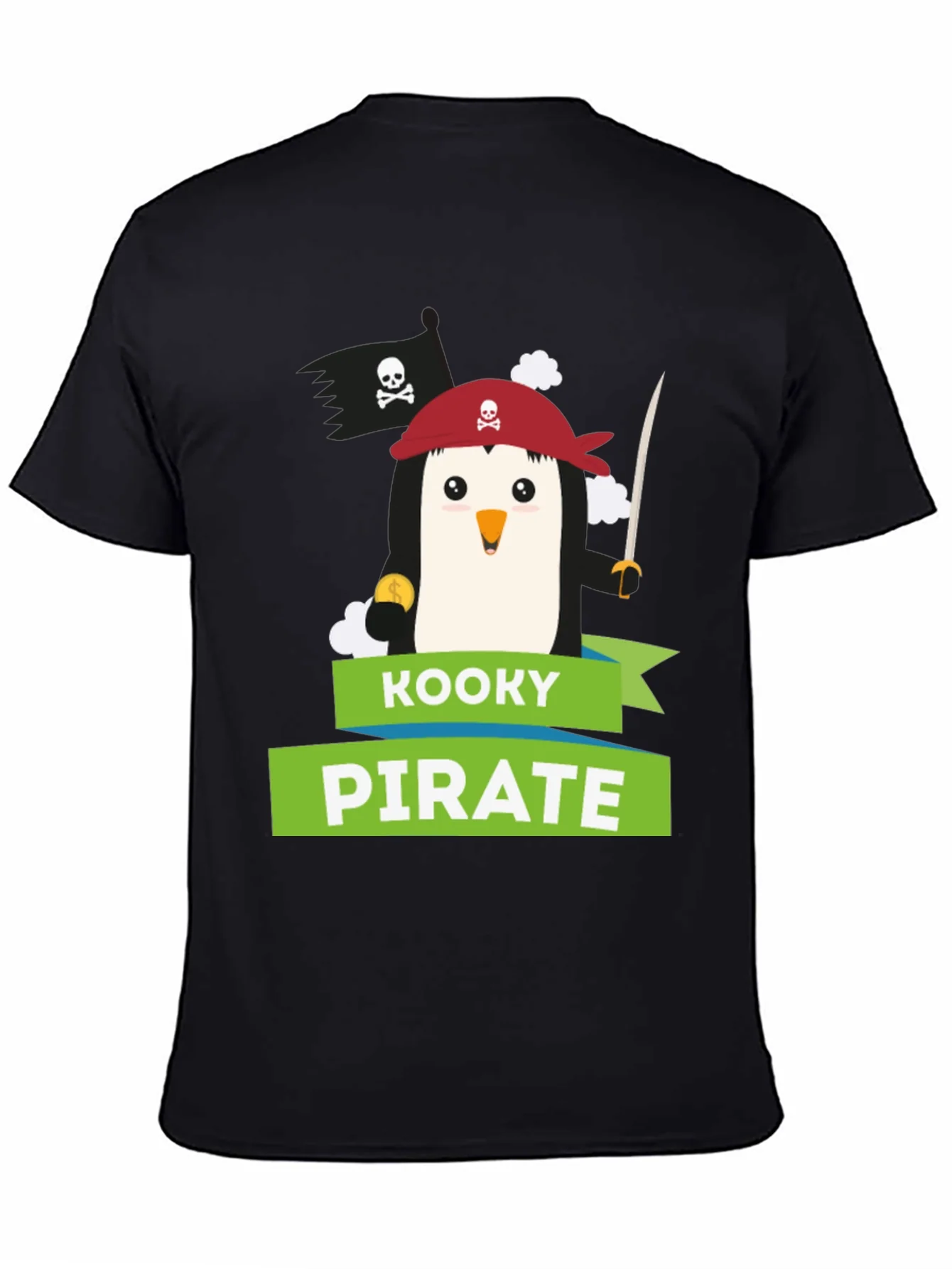 Camiseta Negra Pirata Pinguino Kooky