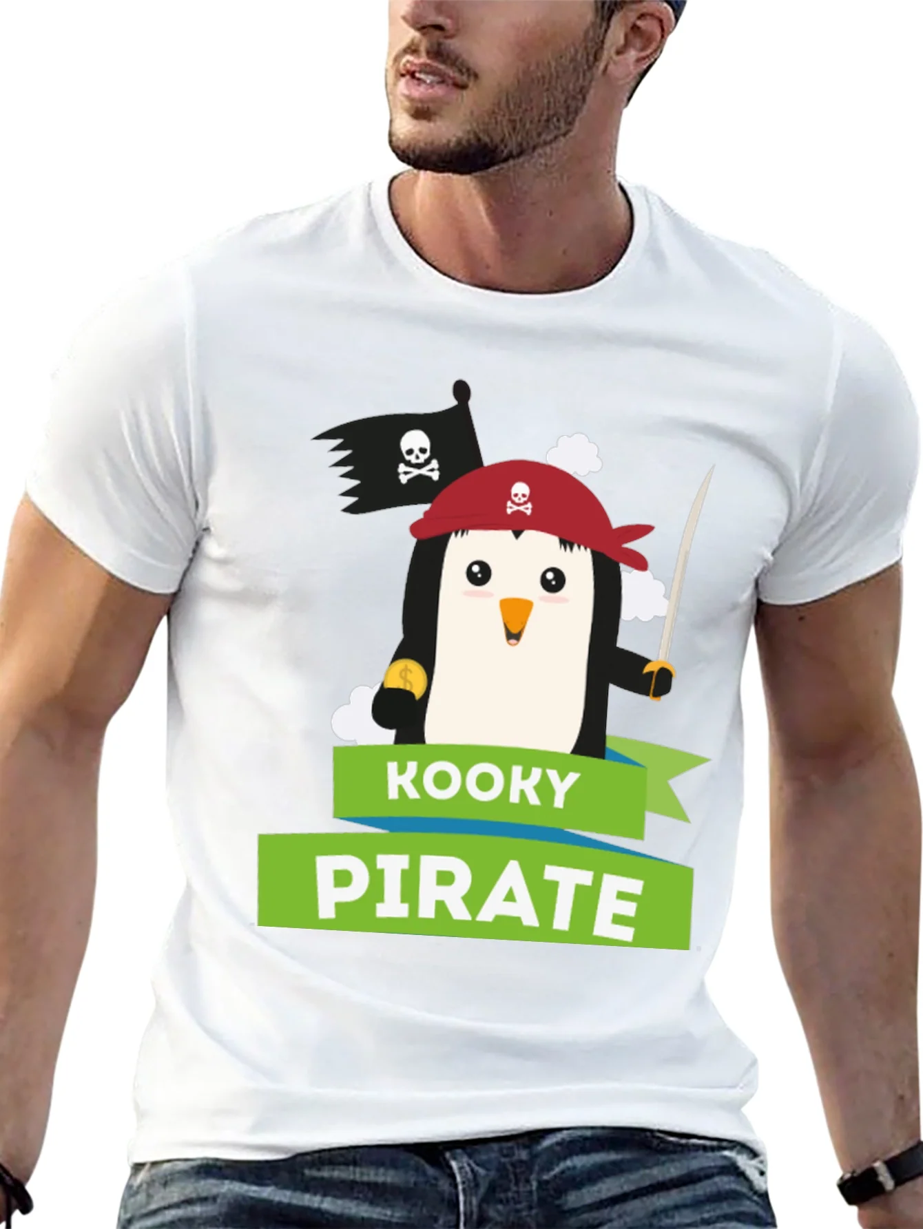 Camiseta Negra Pirata Pinguino Kooky