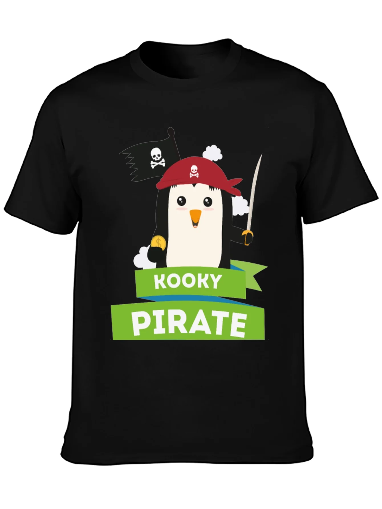 Camiseta Negra Pirata Pinguino Kooky