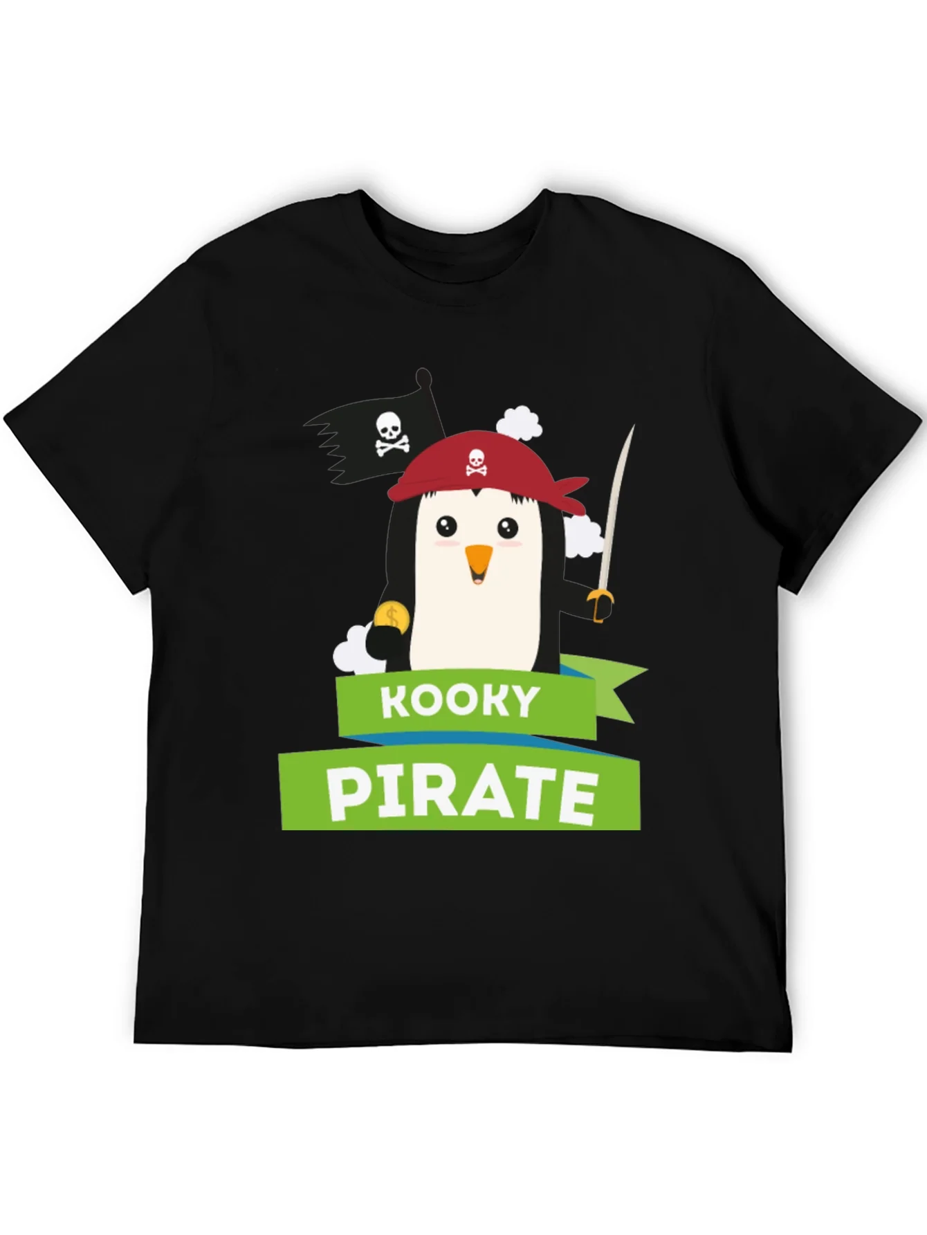 Camiseta Negra Pirata Pinguino Kooky