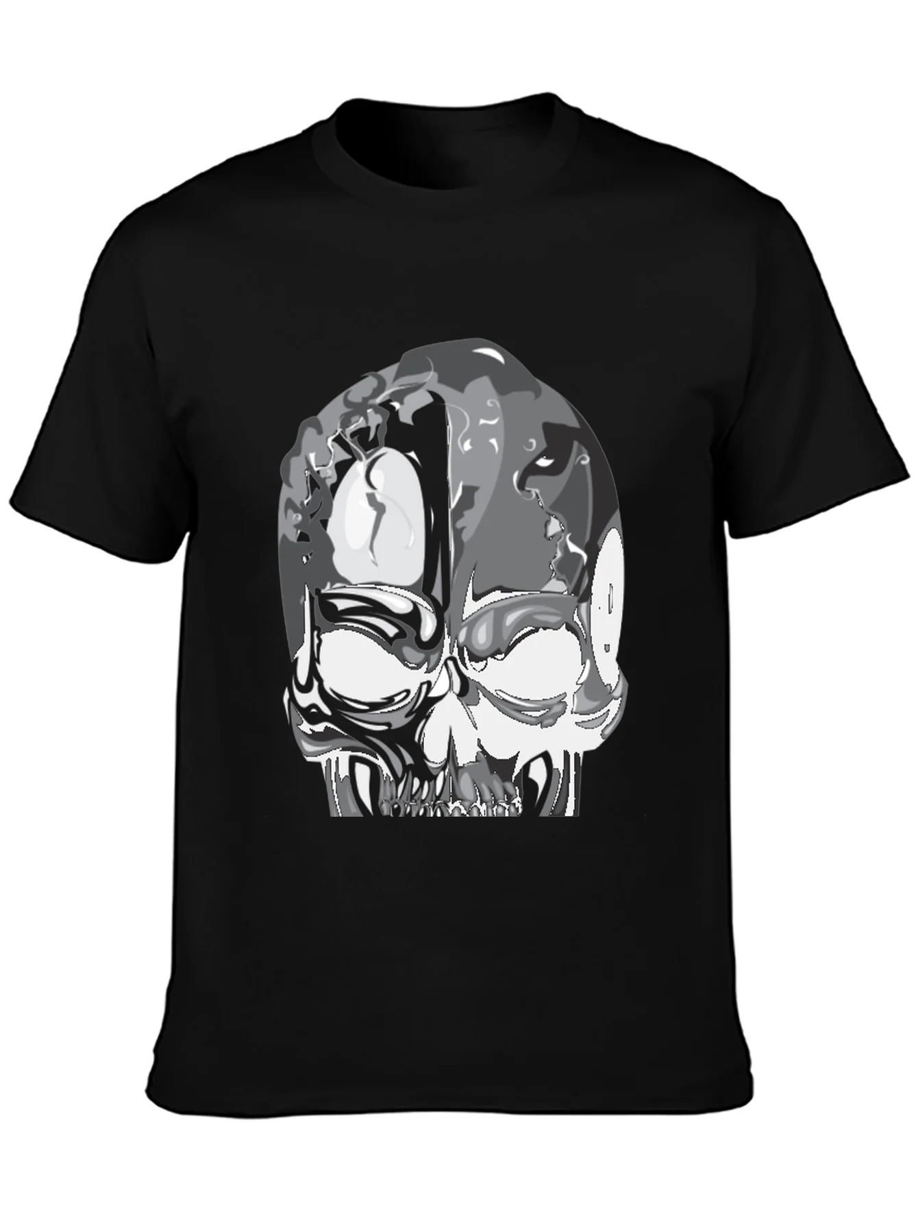 Camiseta Negra con Dise?o de Calavera Abstracta