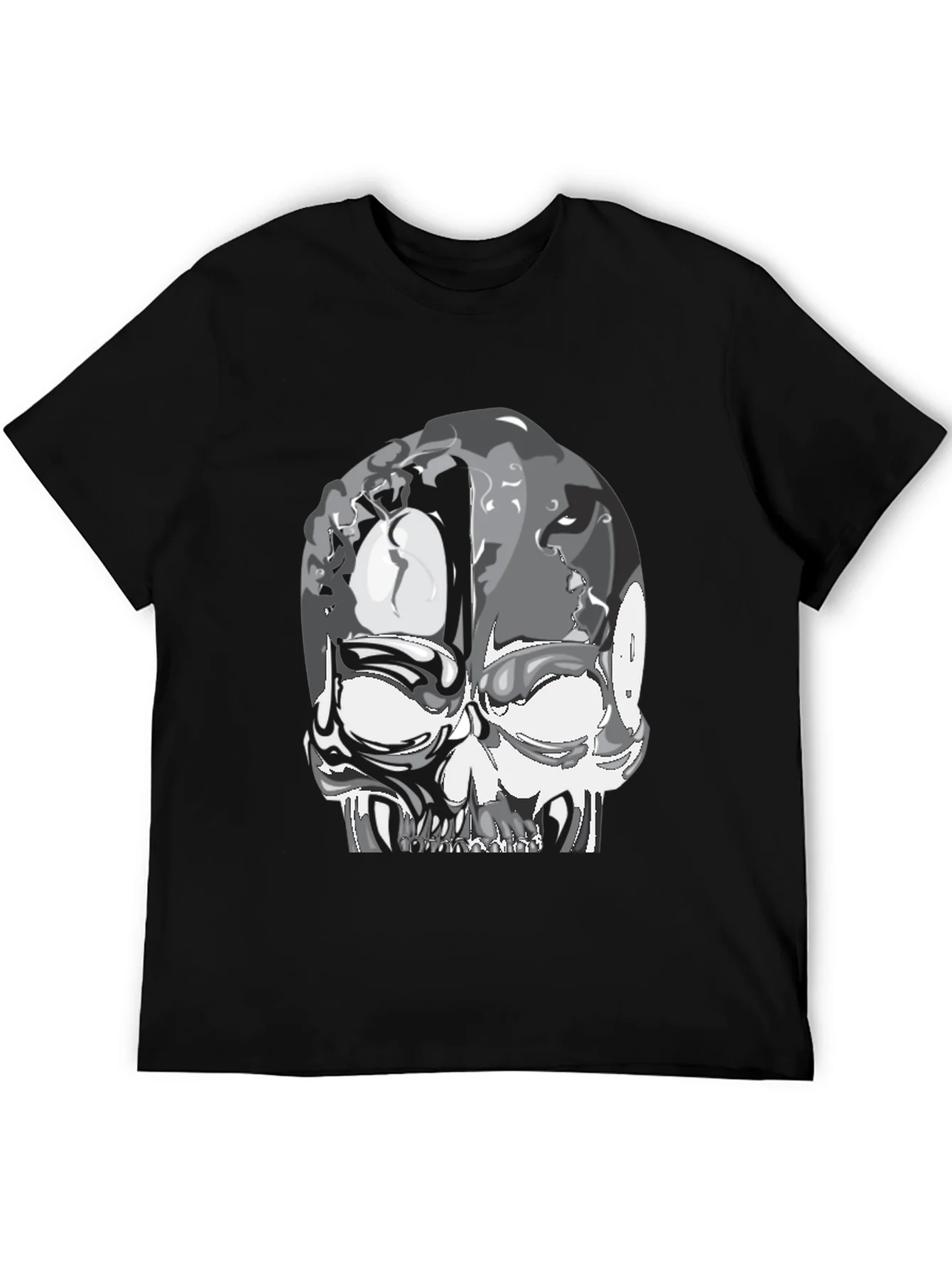 Camiseta Negra con Dise?o de Calavera Abstracta