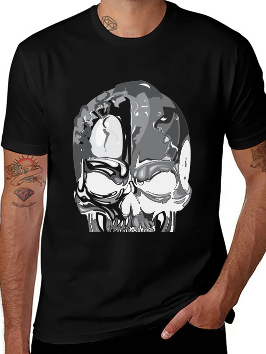 Camiseta Negra con Dise?o de Calavera Abstracta