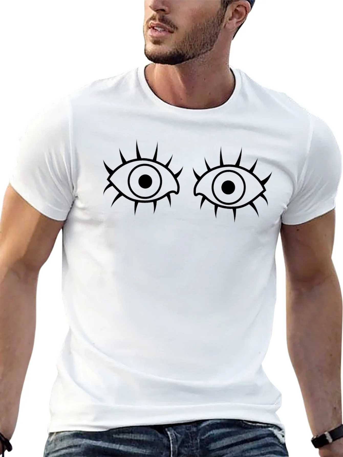 Camiseta Negra con Dise?o de Ojos