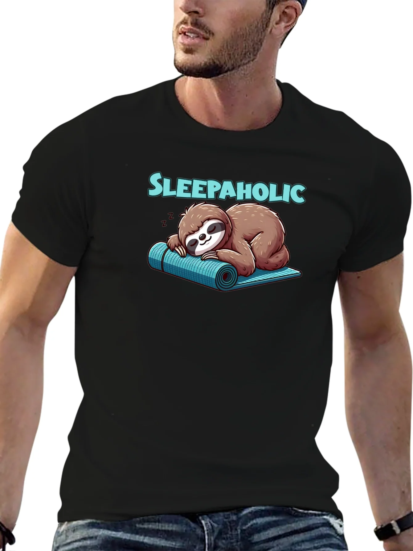 Camiseta Negra Sleepaholic con Dise?o de Perezoso