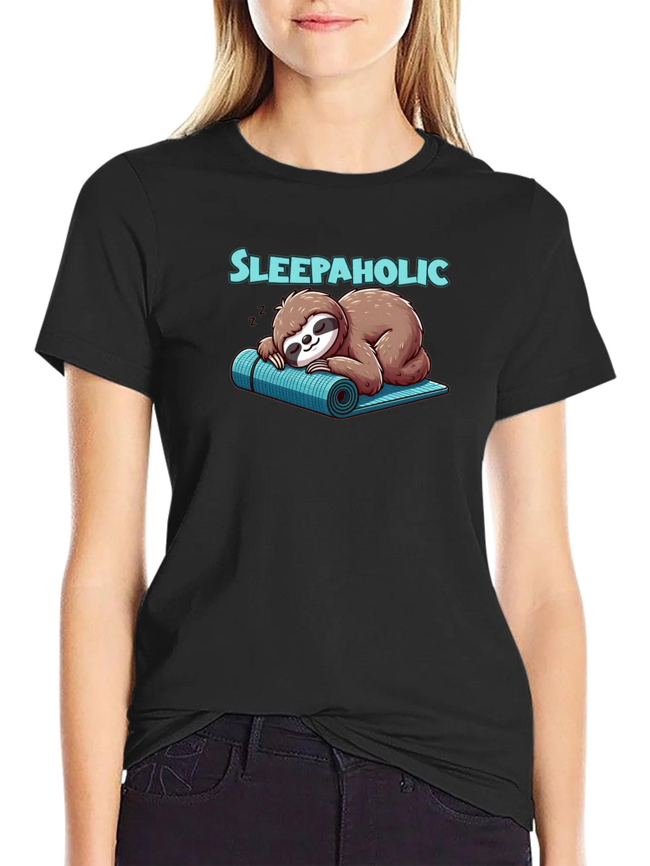 Camiseta Negra Sleepaholic con Dise?o de Perezoso