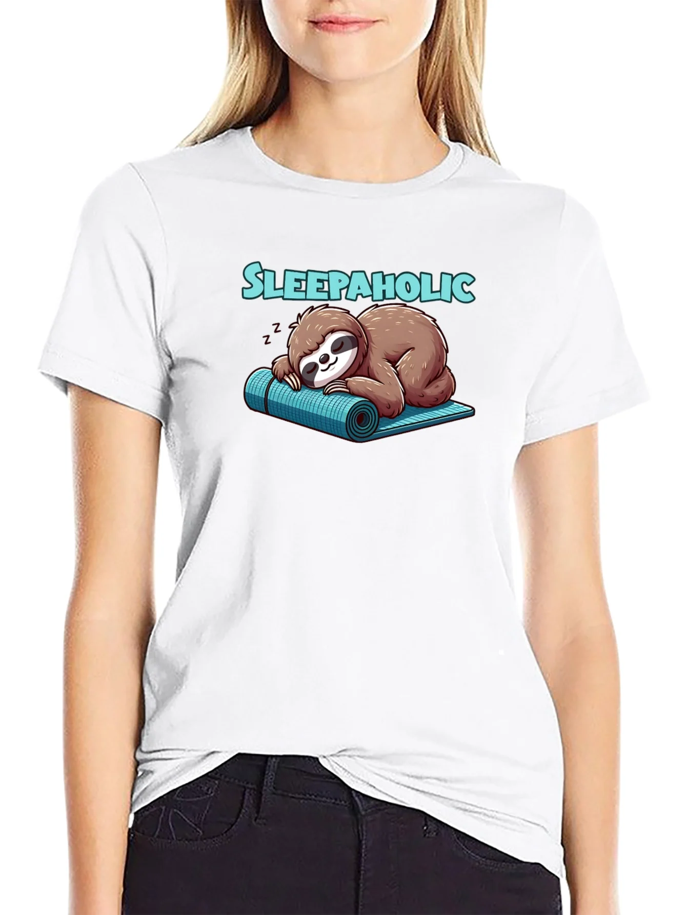 Camiseta Negra Sleepaholic con Dise?o de Perezoso