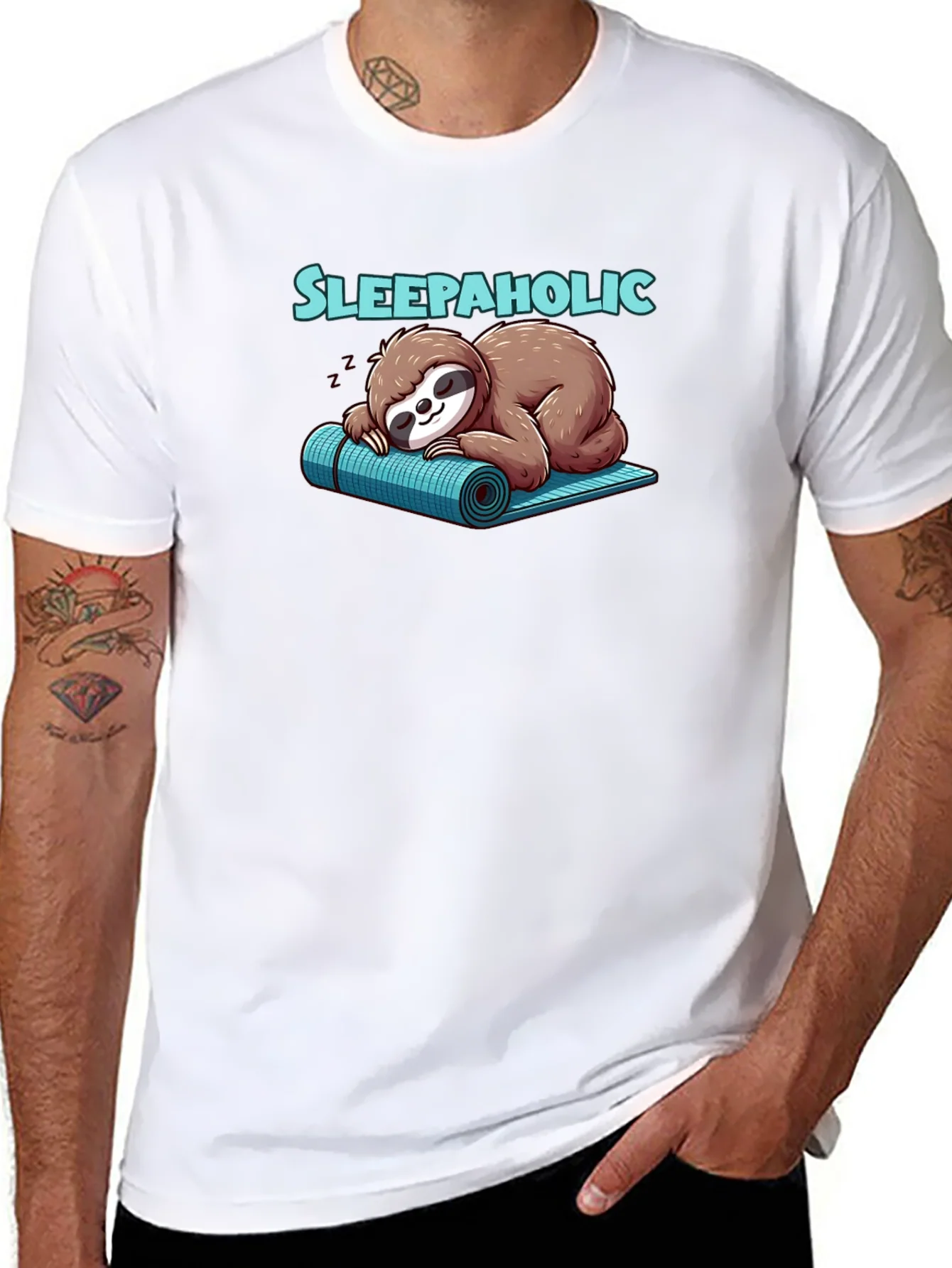 Camiseta Negra Sleepaholic con Dise?o de Perezoso