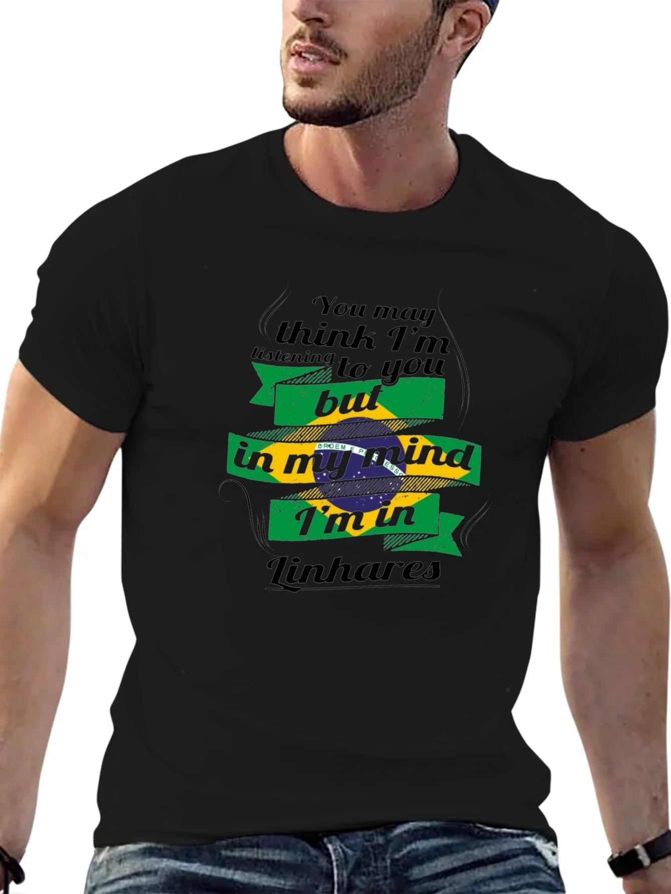 Camiseta Negra con Dise?o Linhares