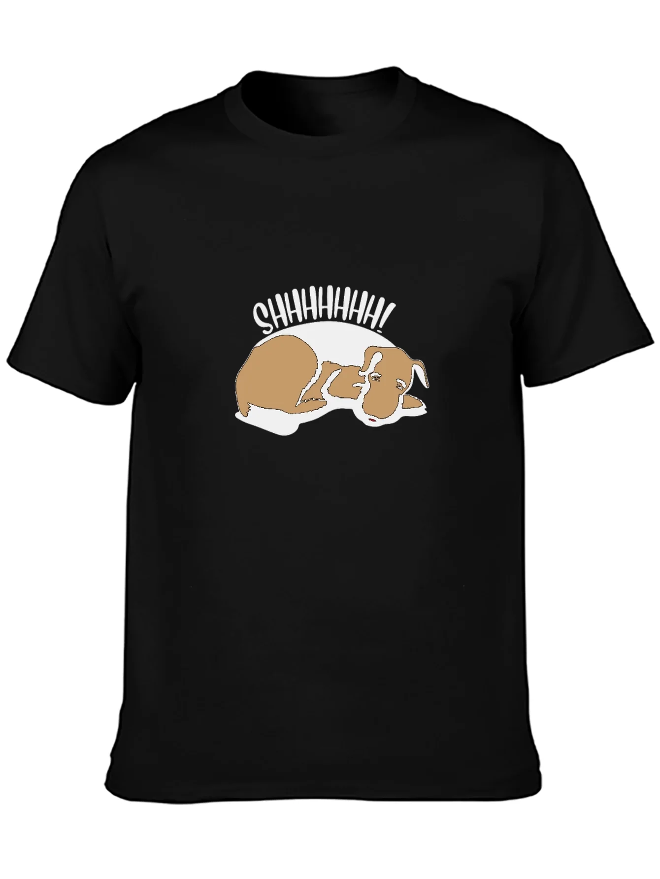 Camiseta Negra con Dise?o de Perrito Dormil¨®n