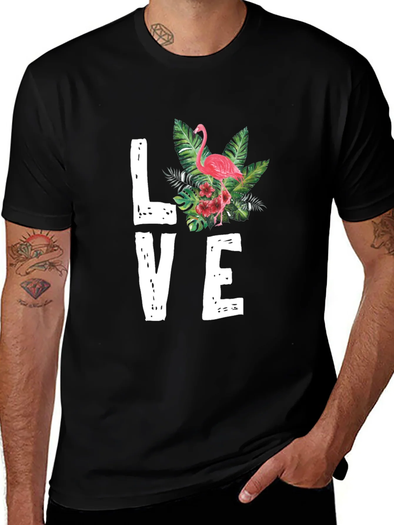 Camiseta Negra LOVE Flamenco Tropical