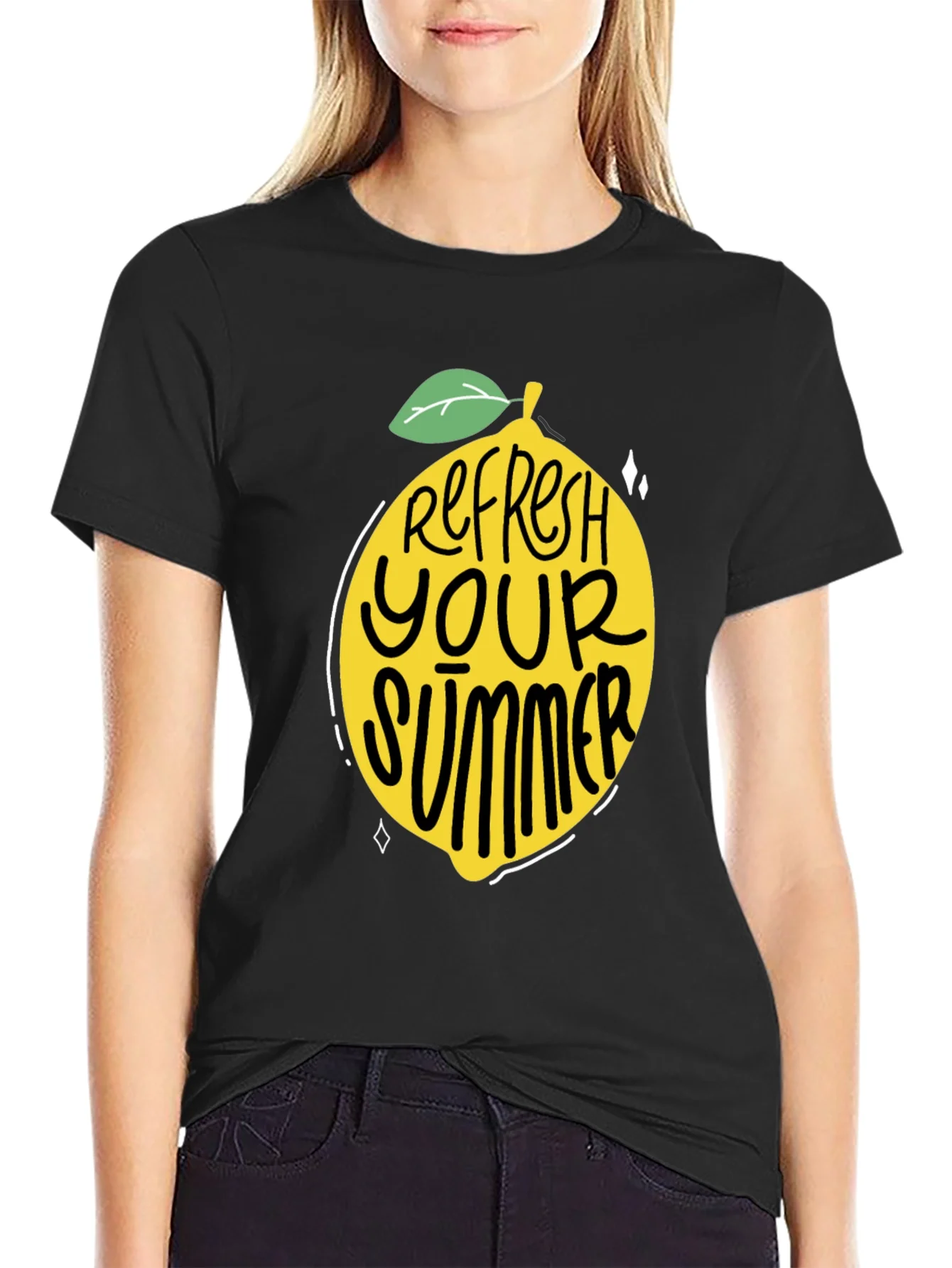 Rebbecca Refresh Your Summer Black Graphic Tee
