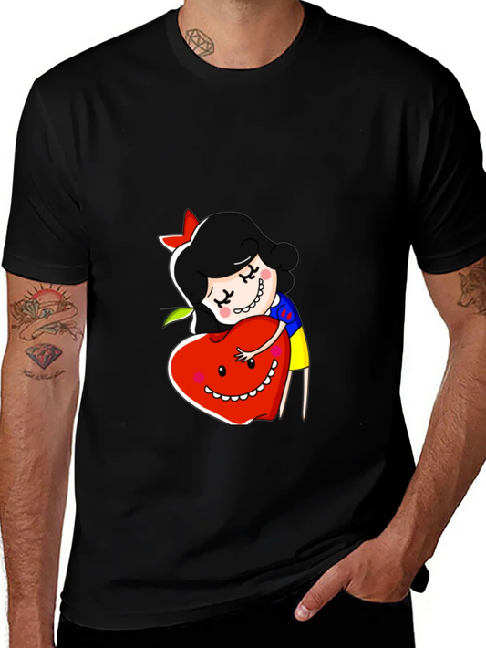 Camiseta Negra con Dise?o de Blancanieves y Manzana