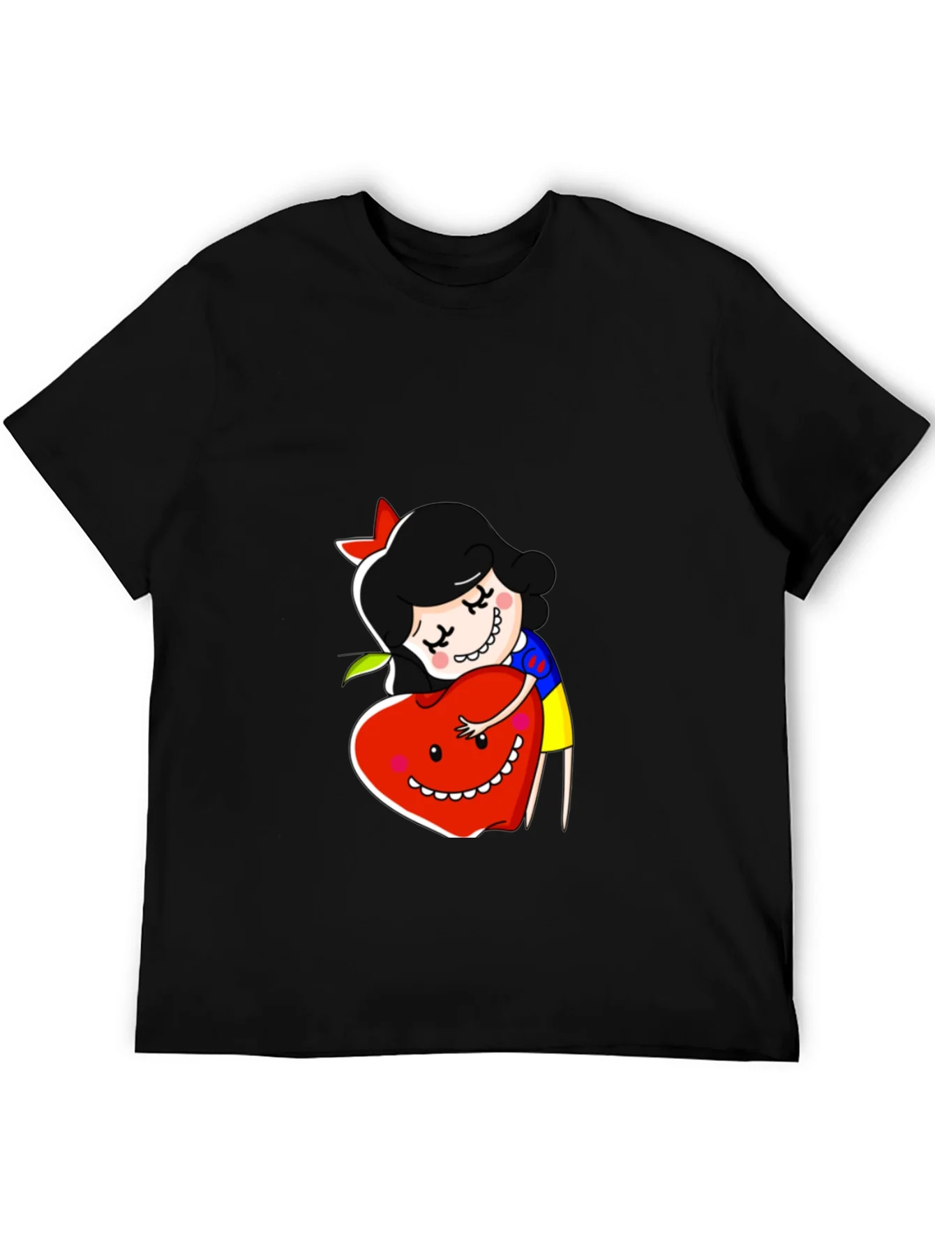 Camiseta Negra con Dise?o de Blancanieves y Manzana