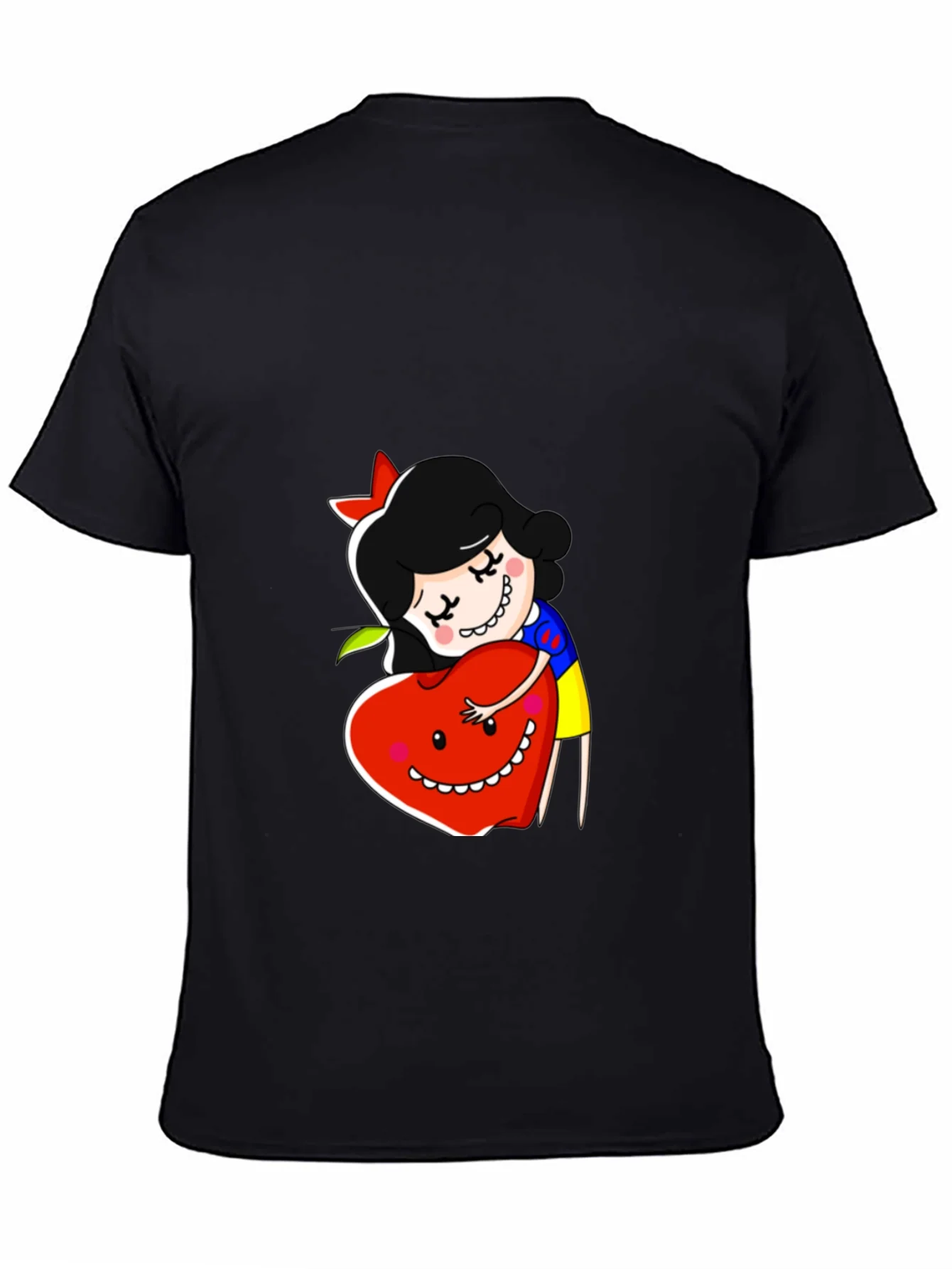 Camiseta Negra con Dise?o de Blancanieves y Manzana