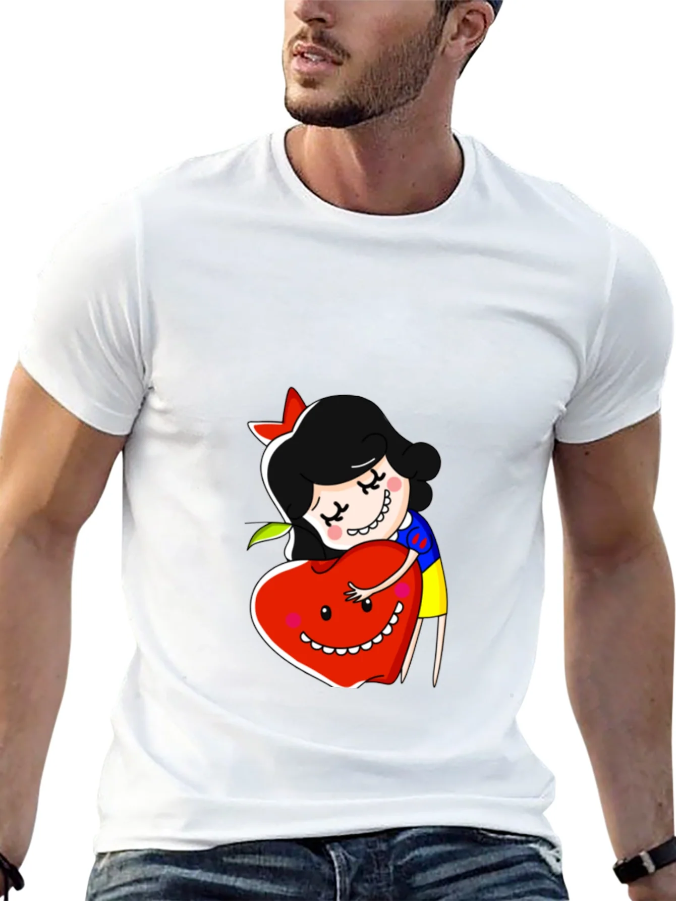 Camiseta Negra con Dise?o de Blancanieves y Manzana