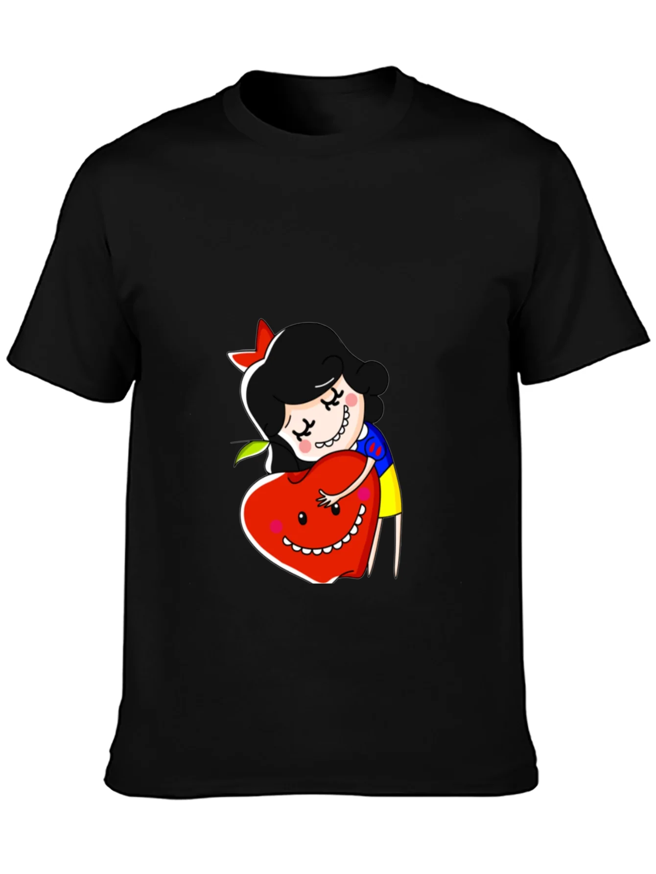 Camiseta Negra con Dise?o de Blancanieves y Manzana