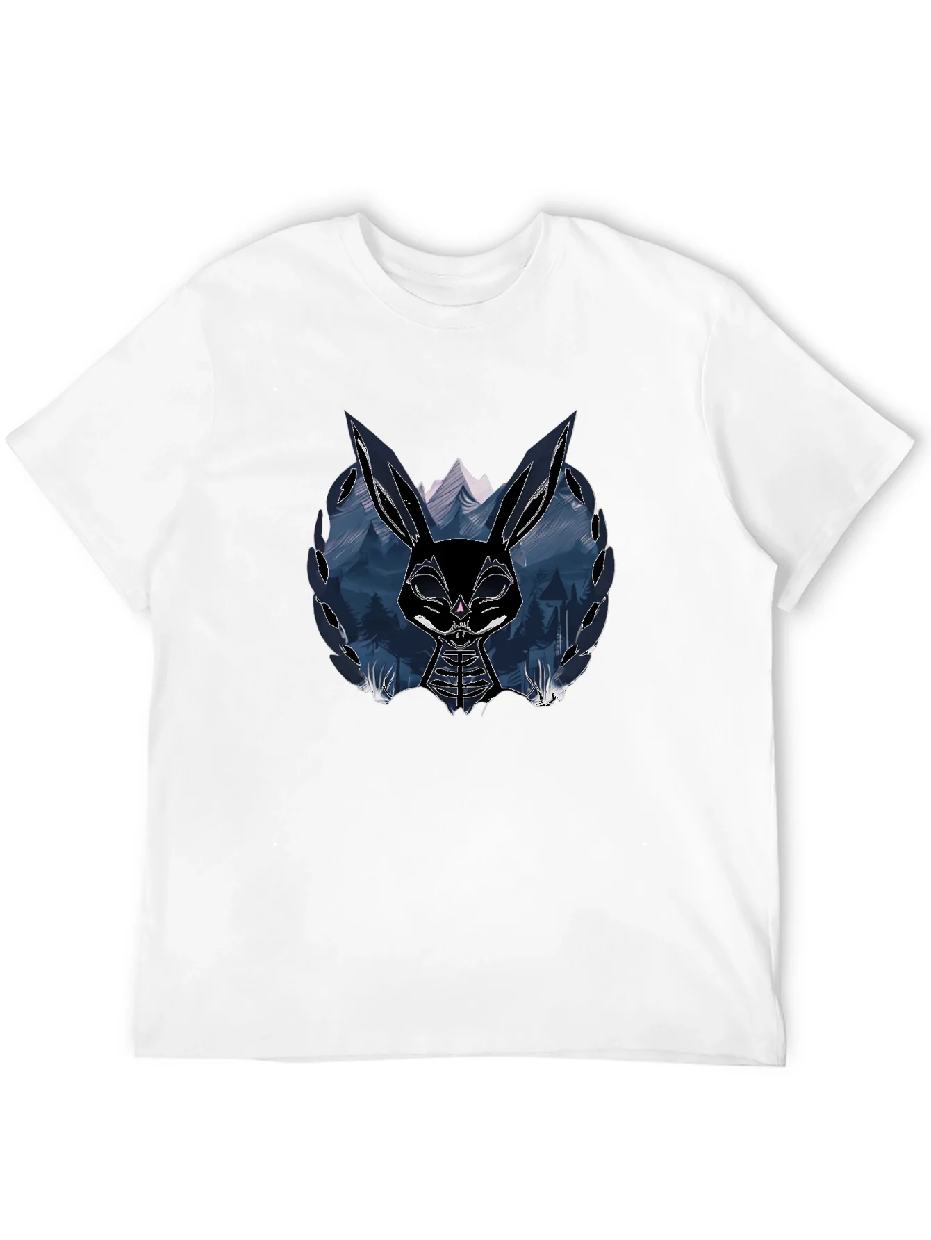 Camiseta Negra con Dise?o de Conejo Oscuro