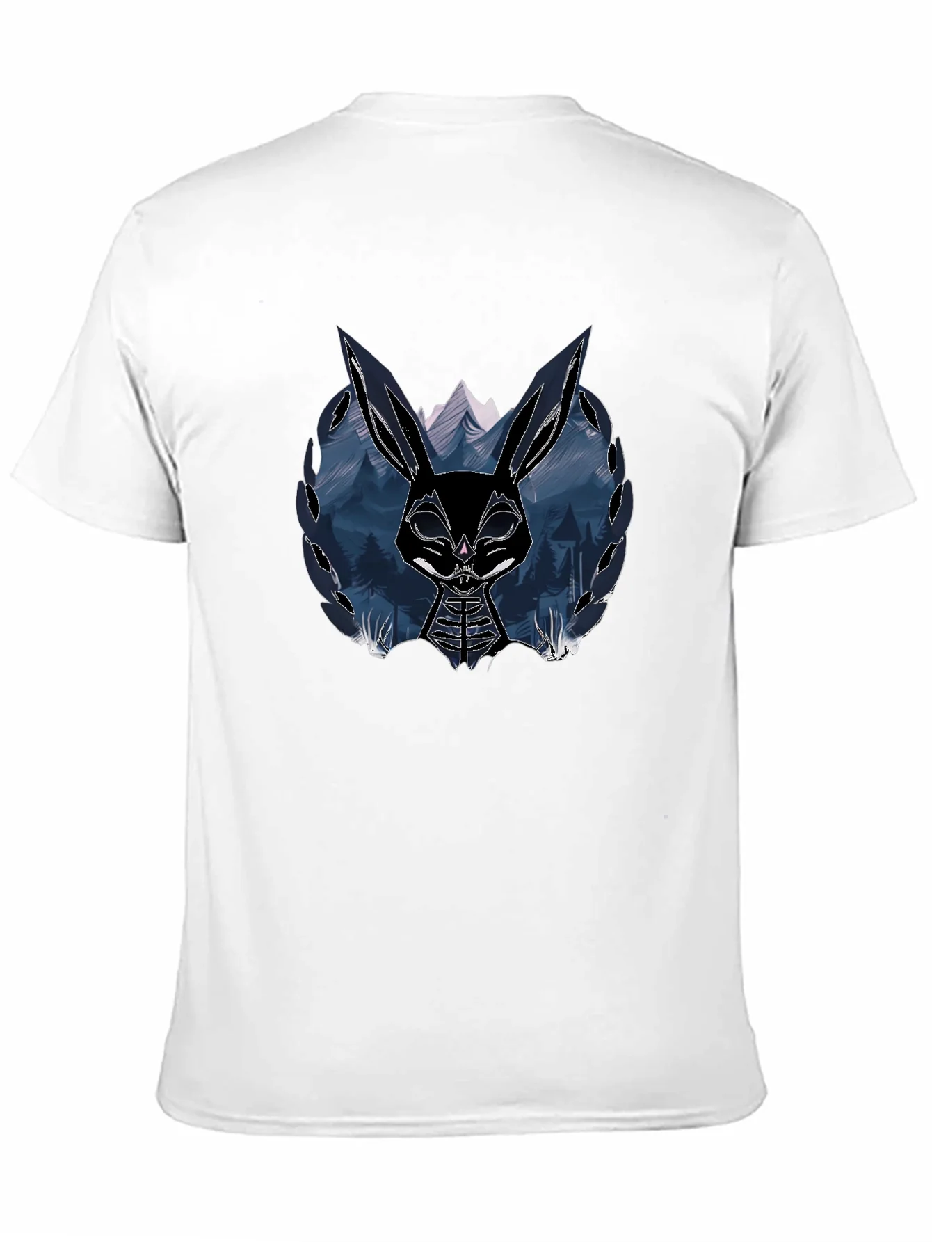 Camiseta Negra con Dise?o de Conejo Oscuro