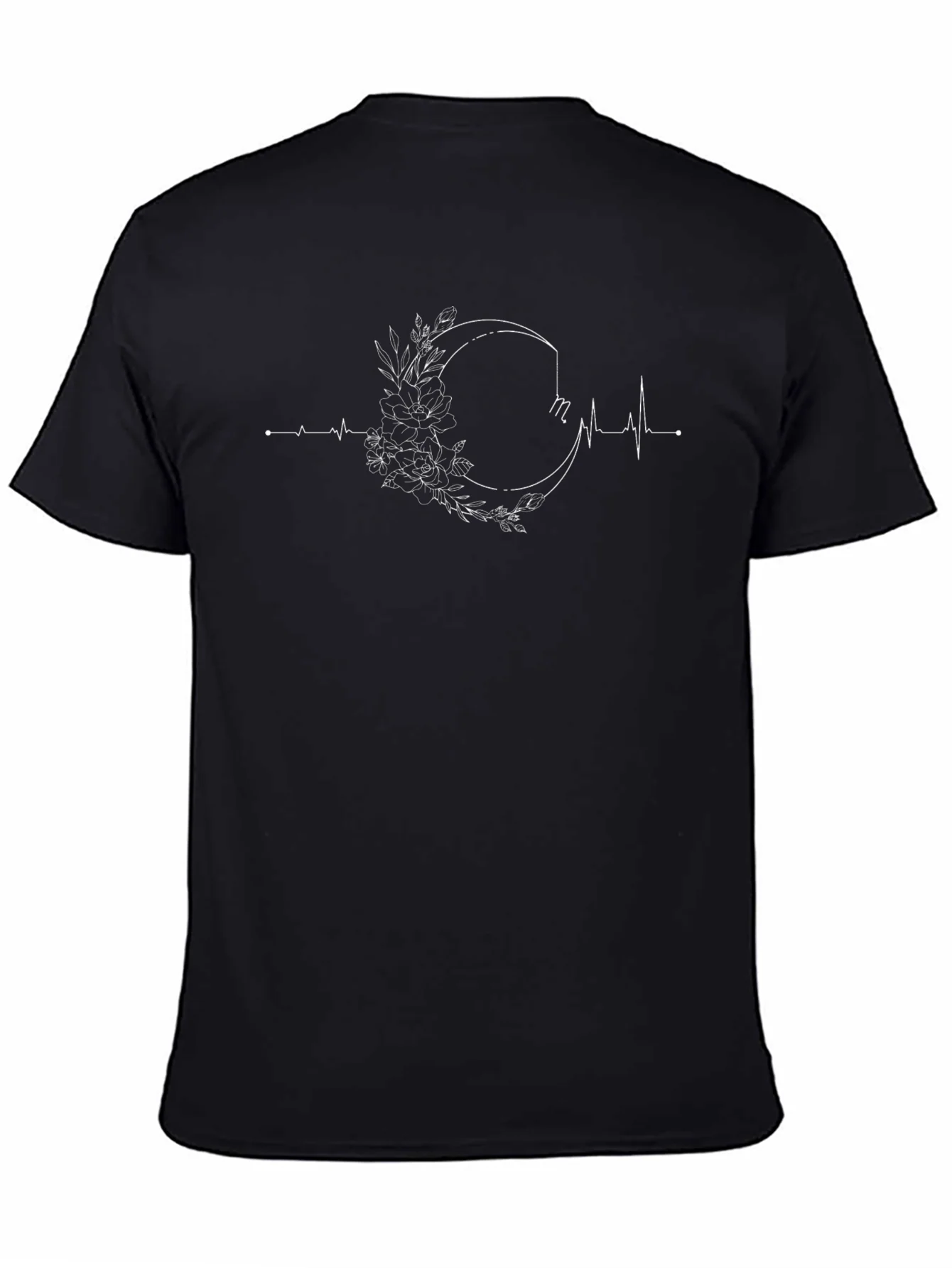Rebbecca Floral Moon Heartbeat Graphic Tee - Black