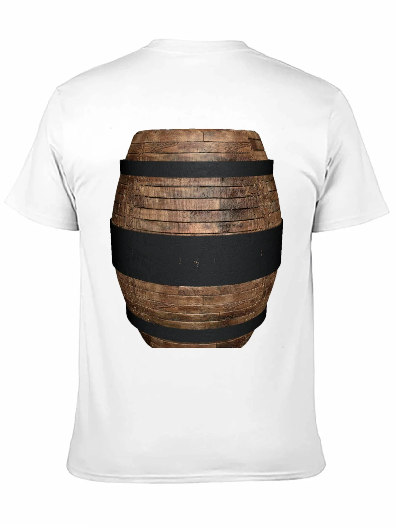 Camiseta Negra con Dise?o de Barril de Madera