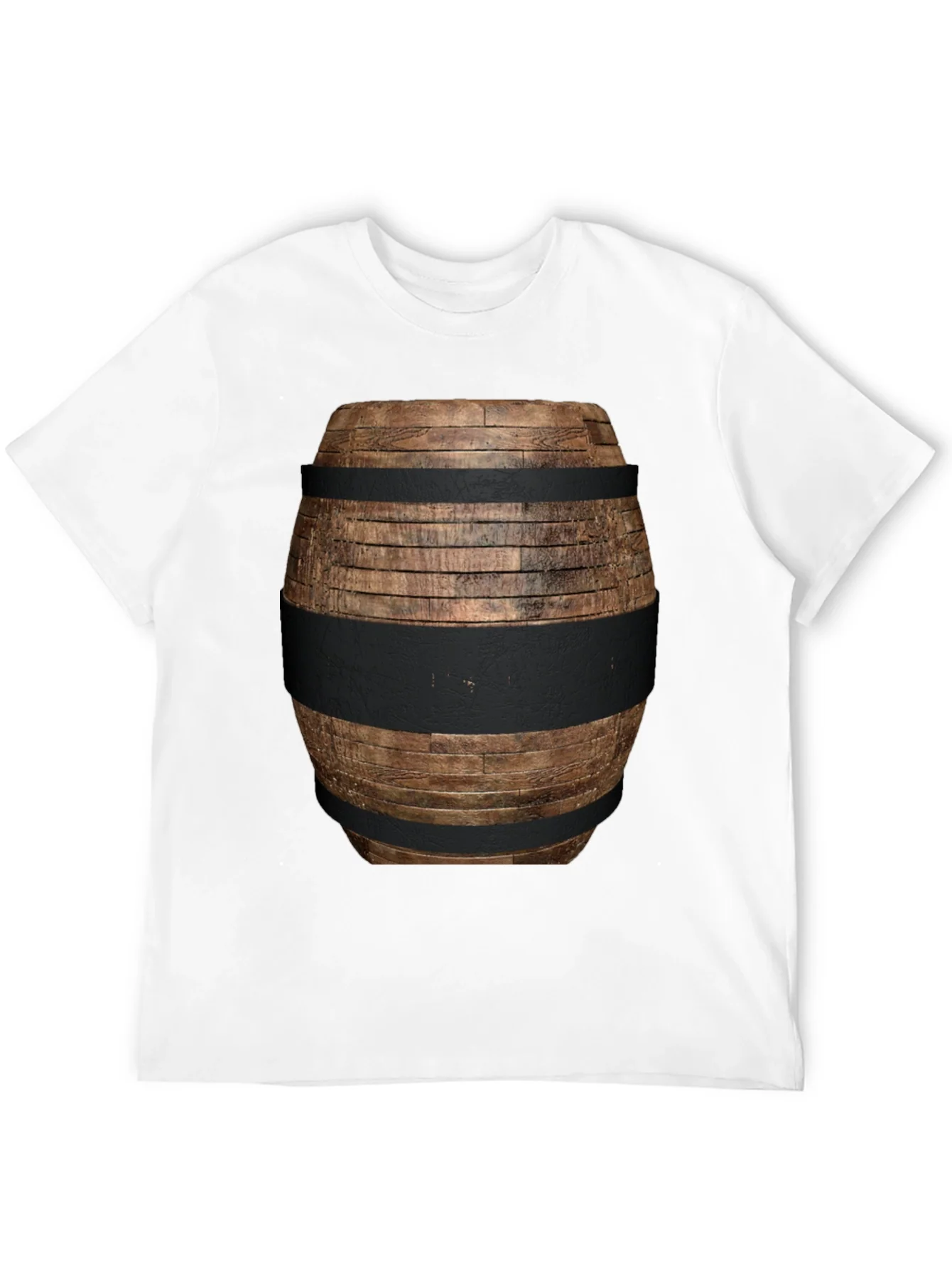 Camiseta Negra con Dise?o de Barril de Madera
