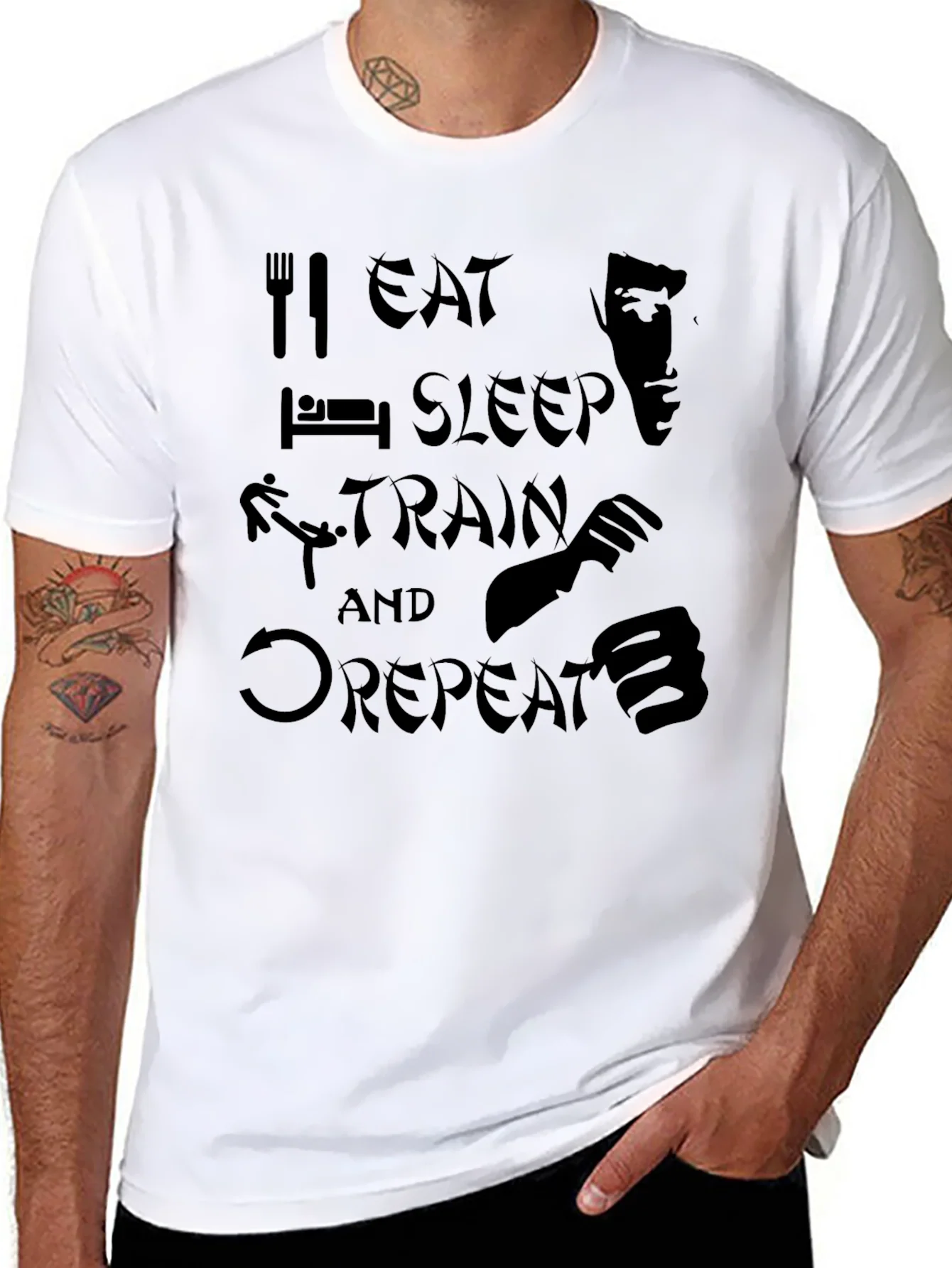 Rebbecca Eat Sleep Train Repeat Martial Arts T-Shirt