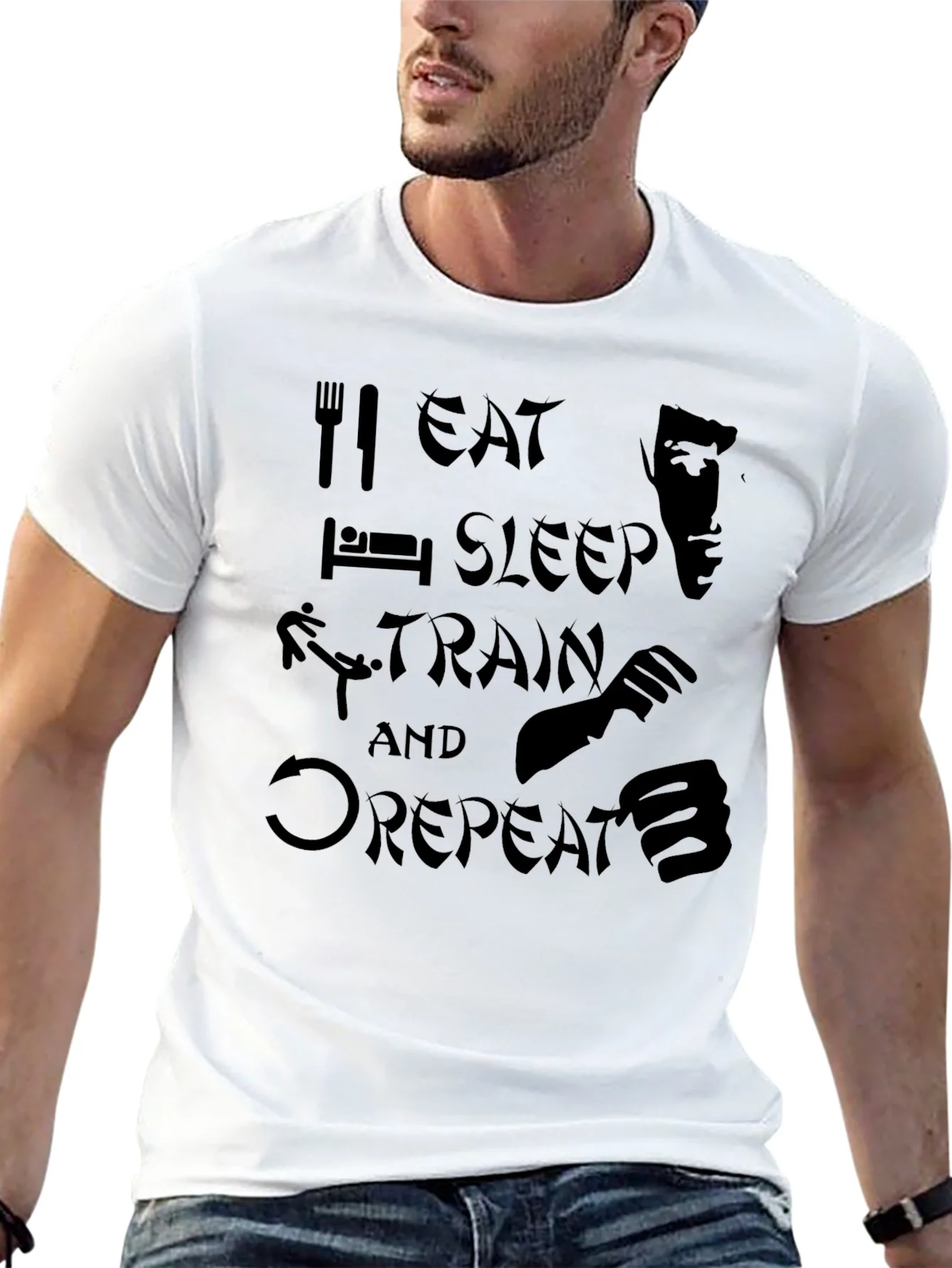 Rebbecca Eat Sleep Train Repeat Martial Arts T-Shirt