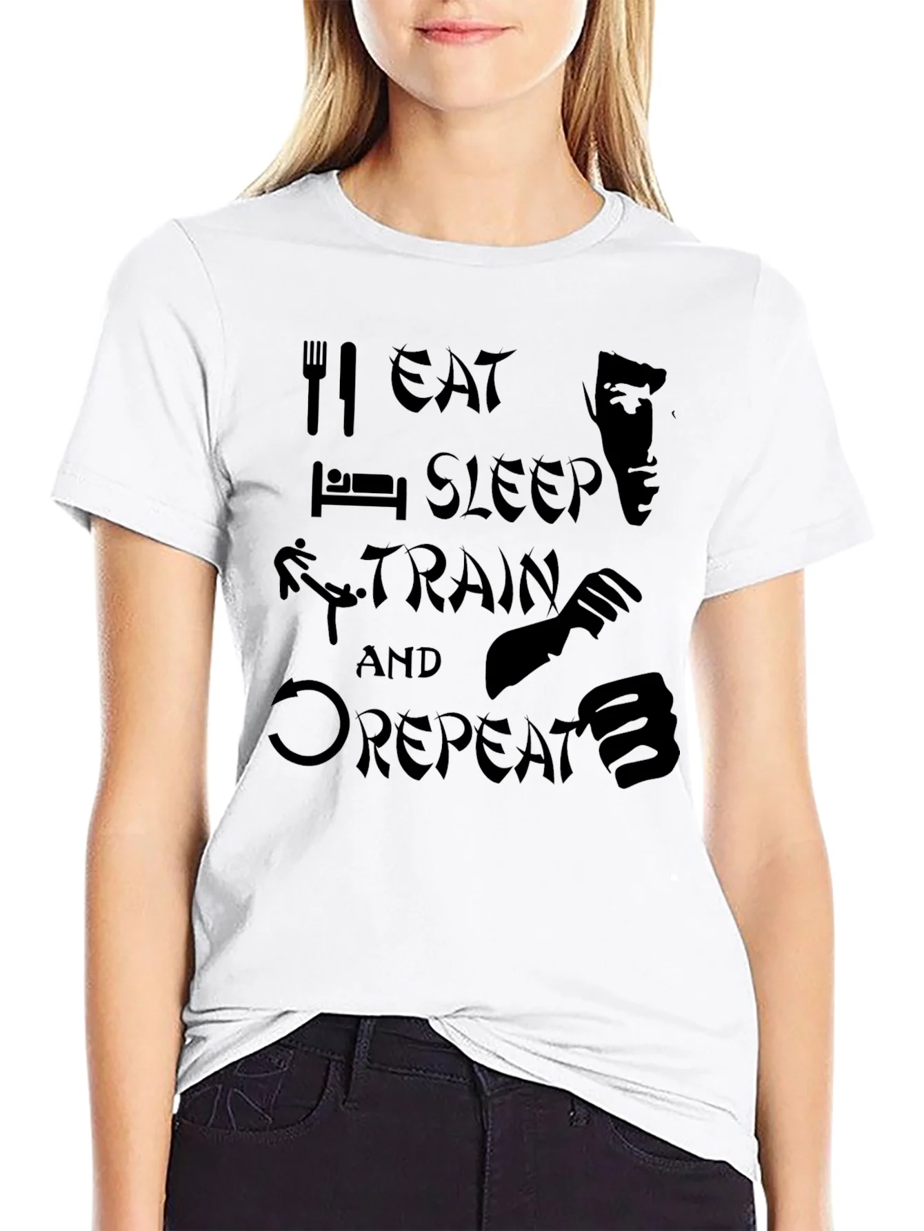 Rebbecca Eat Sleep Train Repeat Martial Arts T-Shirt
