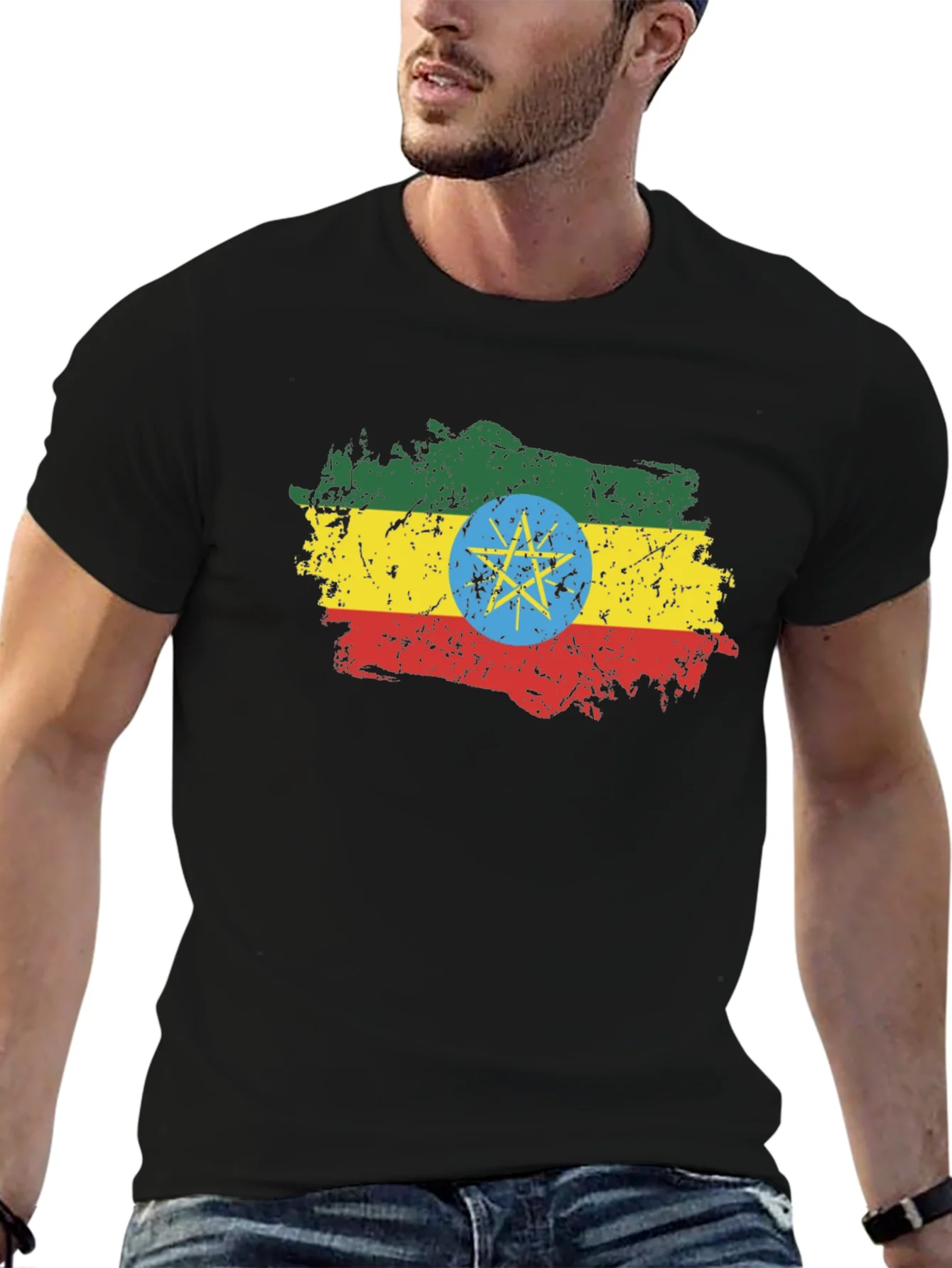 Rebbecca Ethiopia Flag T-Shirt - Distressed Graphic Tee