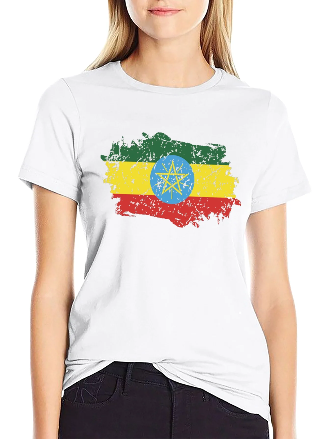 Rebbecca Ethiopia Flag T-Shirt - Distressed Graphic Tee