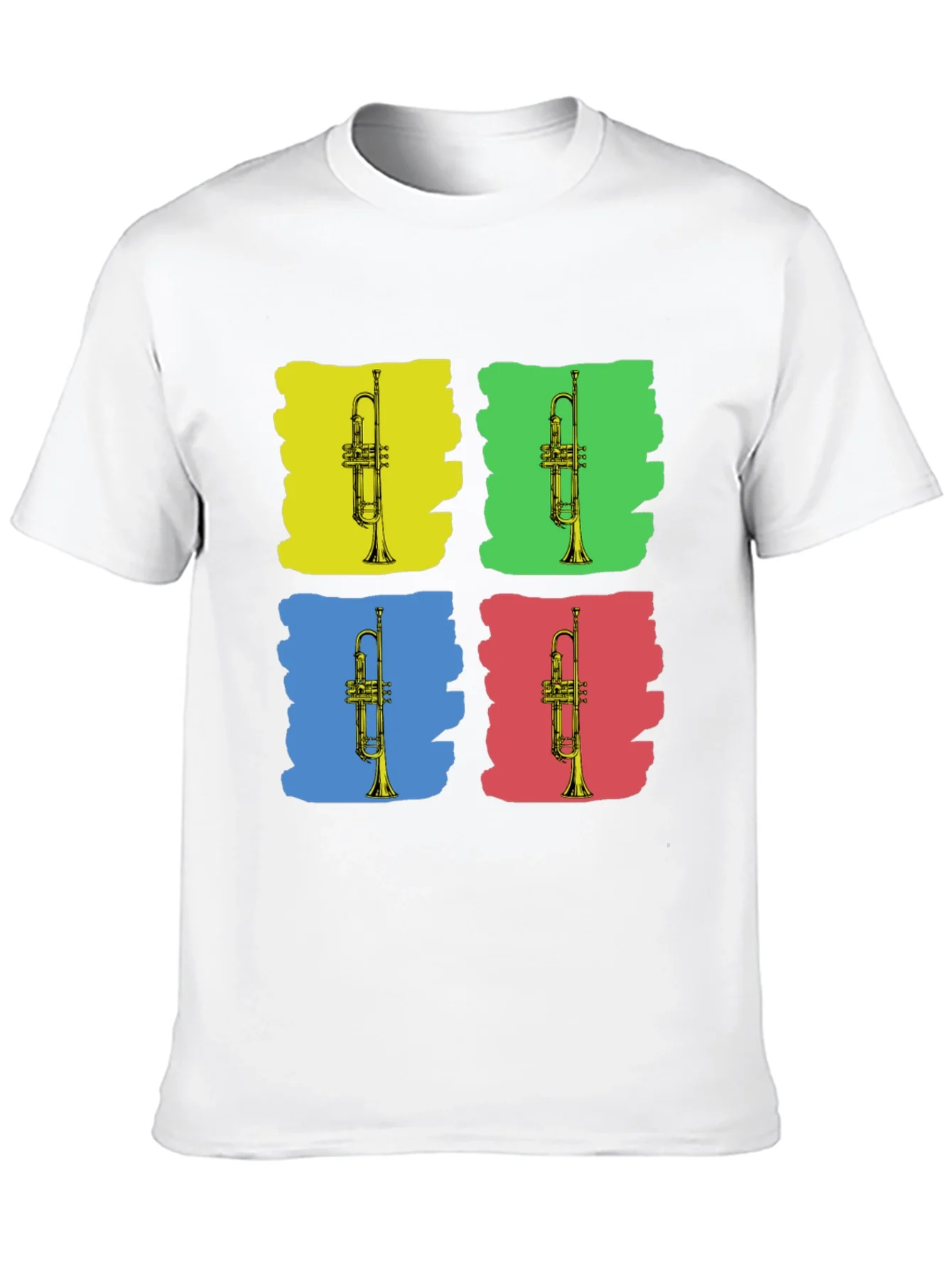 Camiseta Negra con Dise?o Trompetas Pop Art