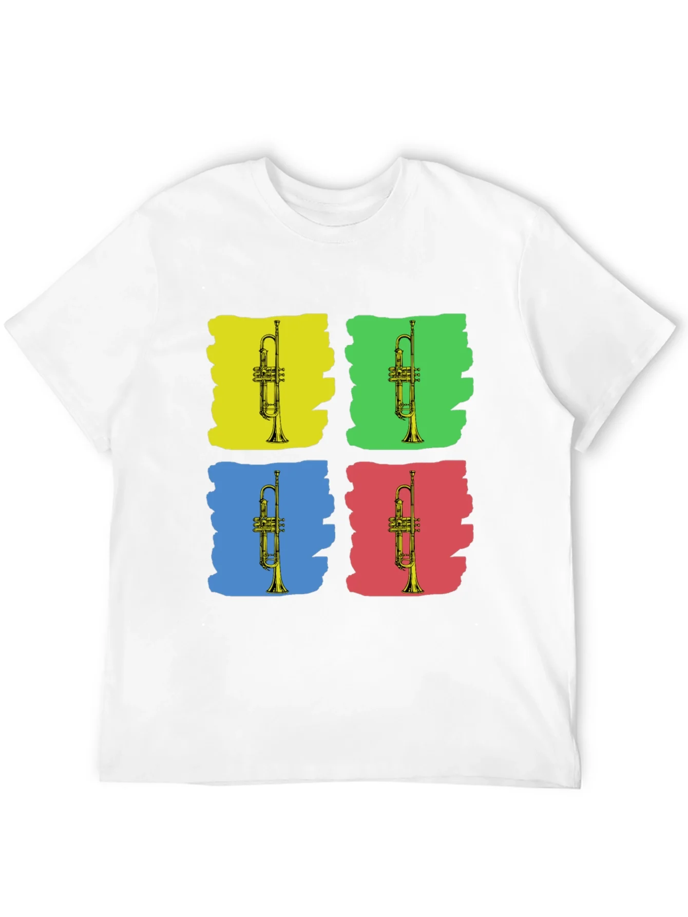 Camiseta Negra con Dise?o Trompetas Pop Art